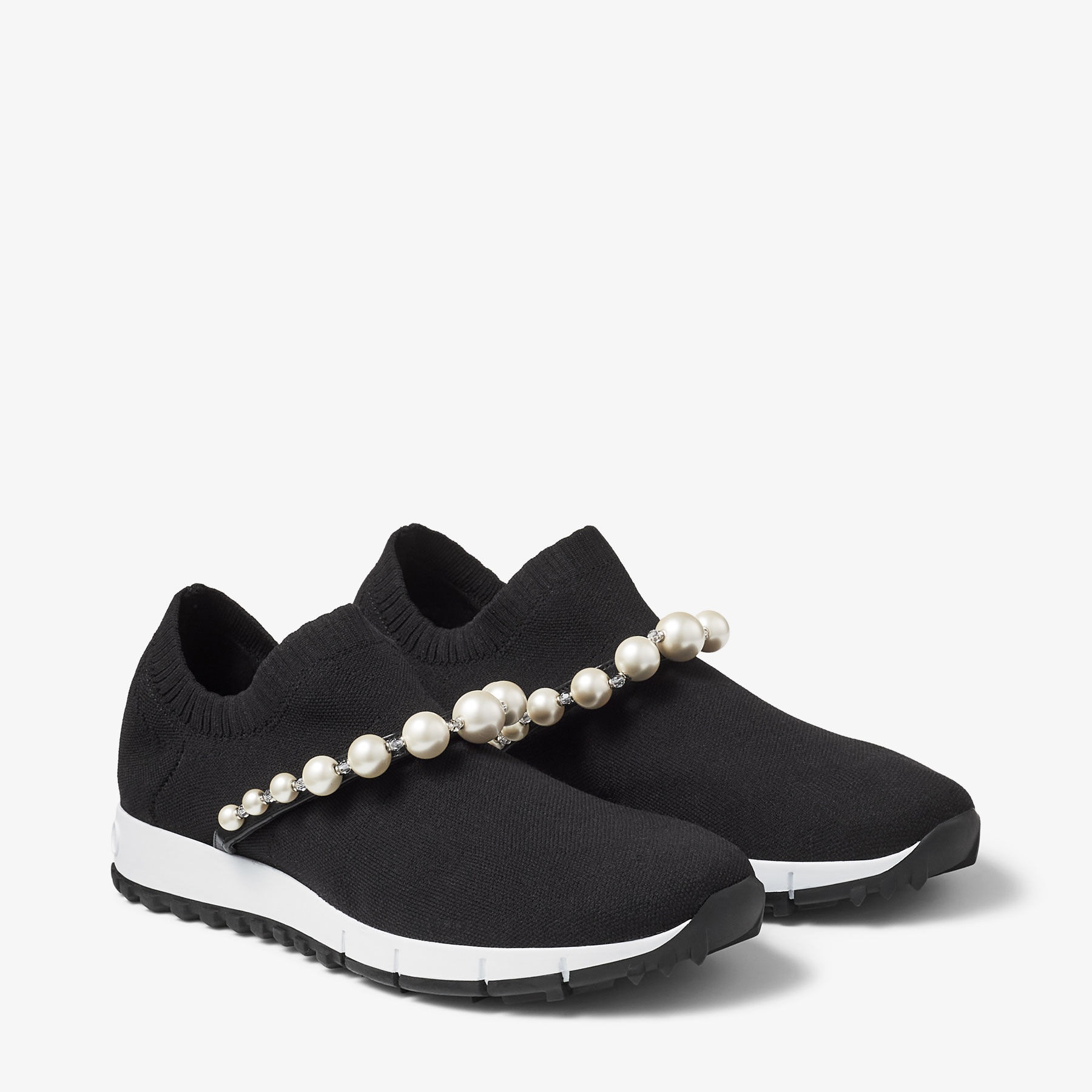 Venice
Black Knit Trainers with Pearls - 3