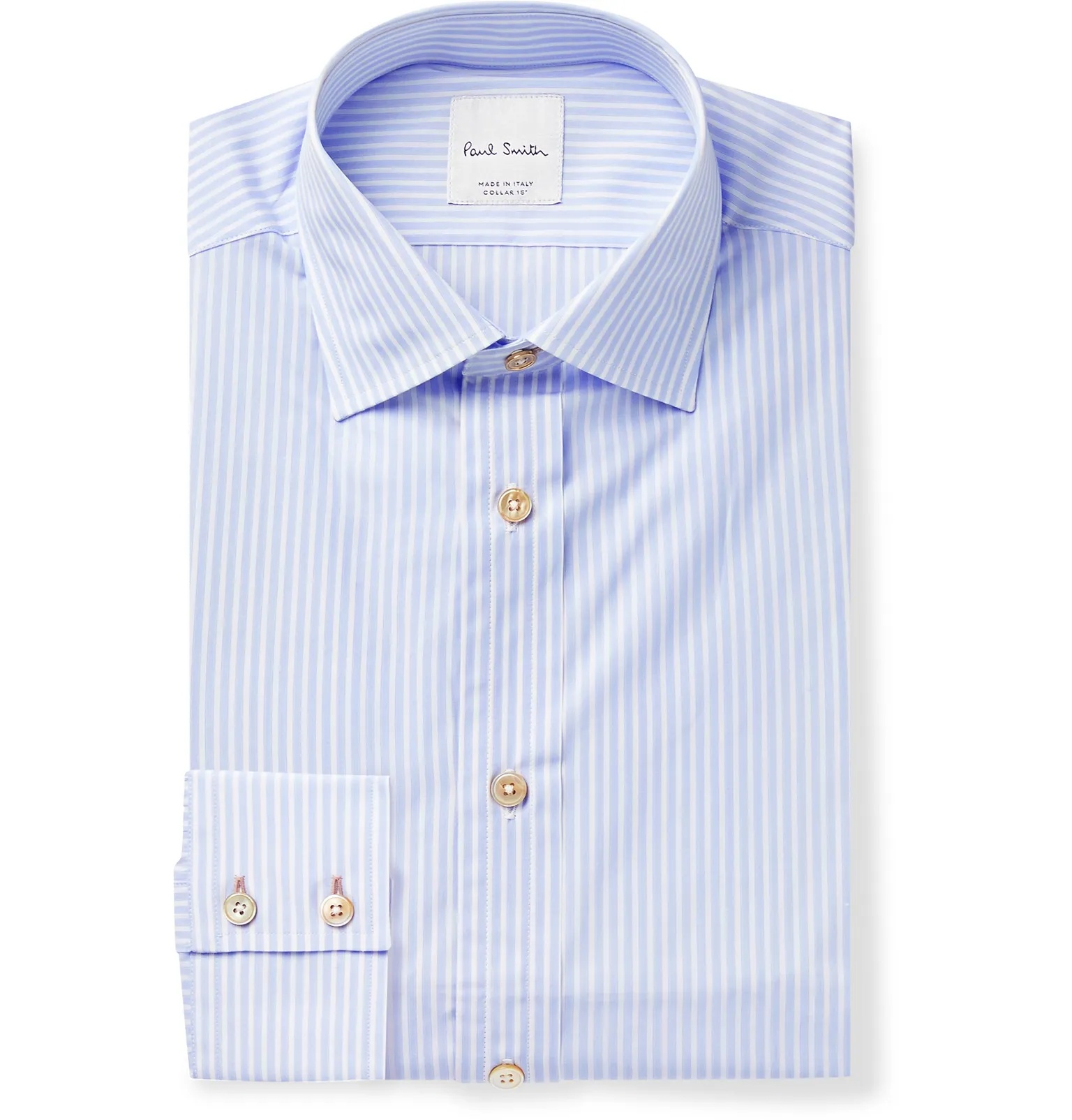 Slim-Fit Cutaway-Collar Striped Cotton-Poplin Shirt - 1