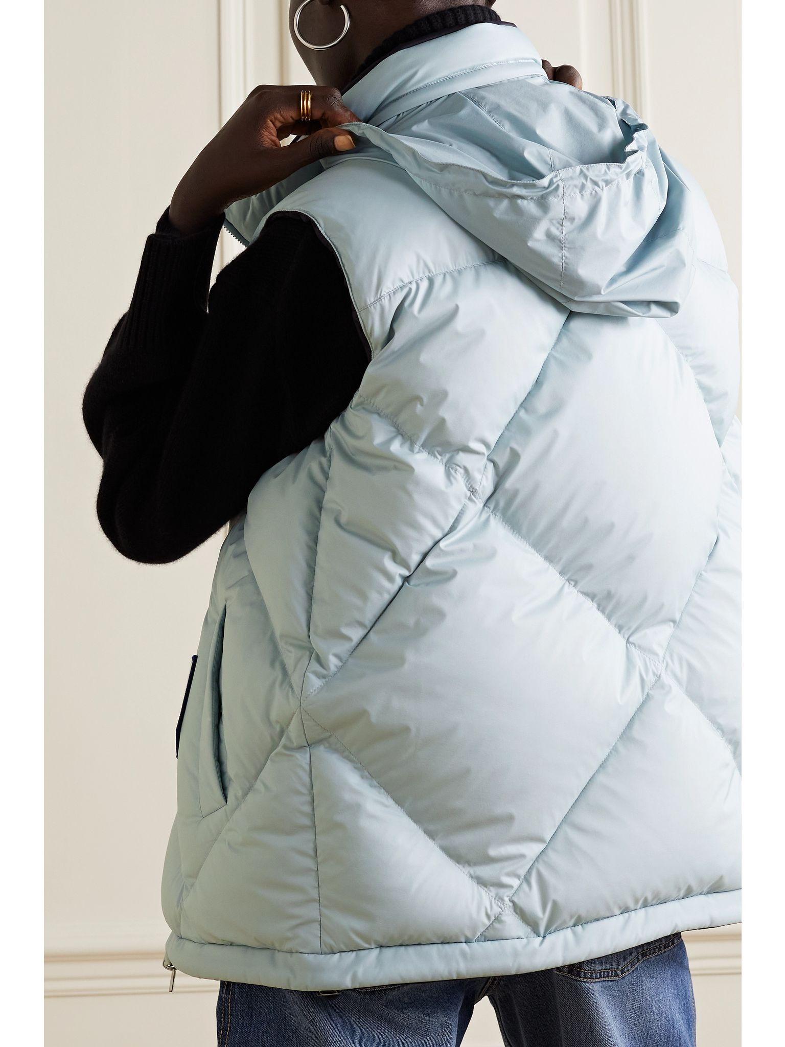 Silas reversible hooded quilted shell down gilet Blue - 6