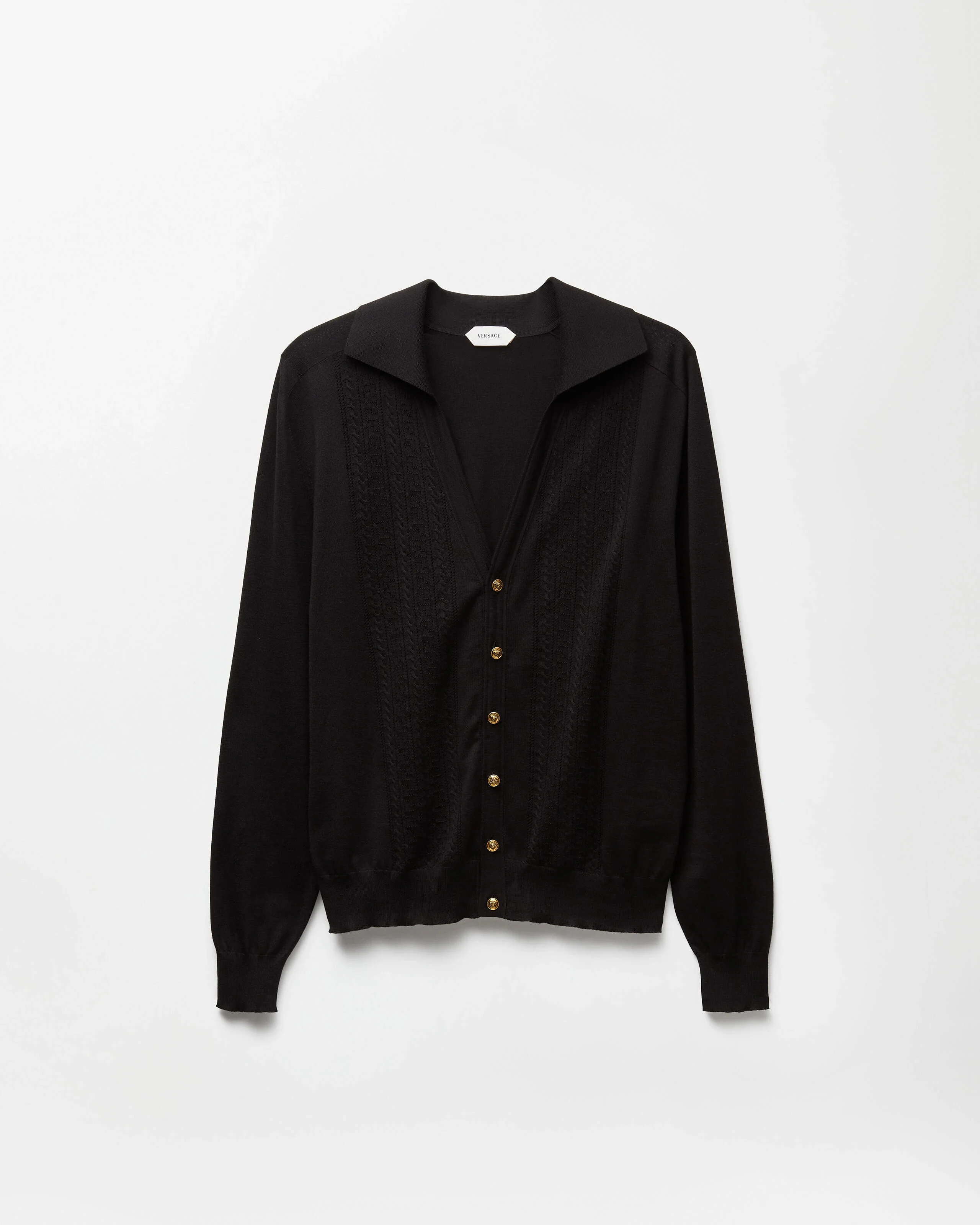 Silk & Cotton Knit Polo Cardigan - 1