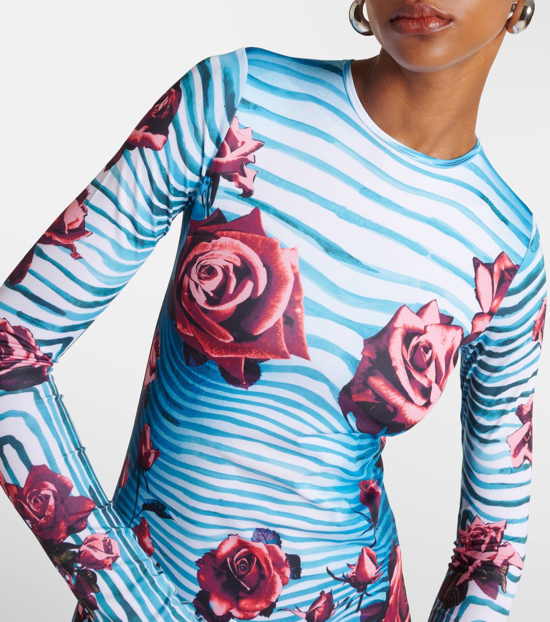 Floral jersey midi dress - 4