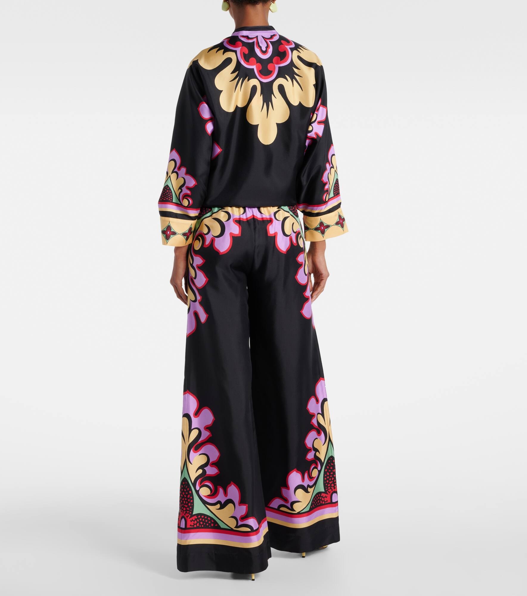 Printed silk palazzo pants - 3