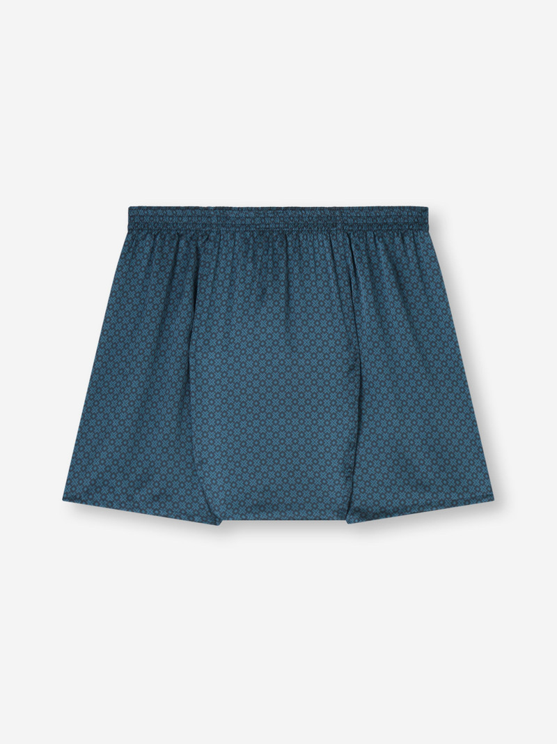 Men's Classic Fit Boxers Silk London Geo Cross Blue & Teal 5