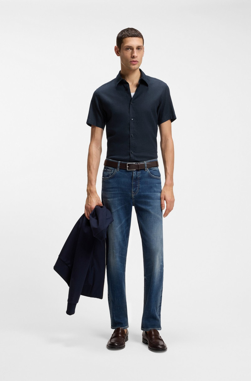 BOSS SLIM-FIT SHIRT IN STRETCH LINEN outlook