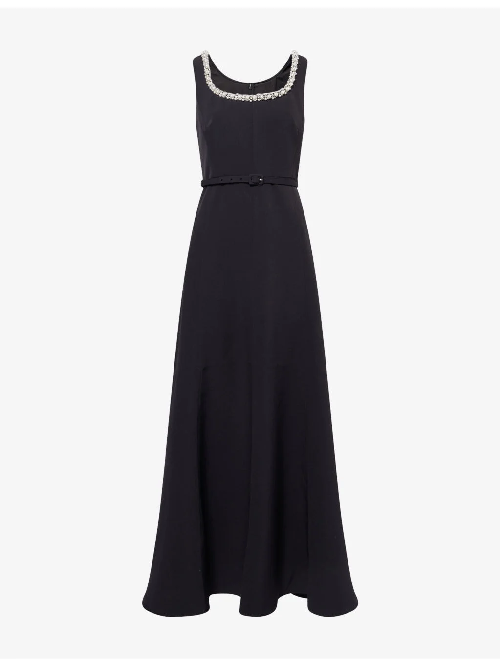 Pearl-Embellished Scoop-Neck Woven Midi Dress - 1