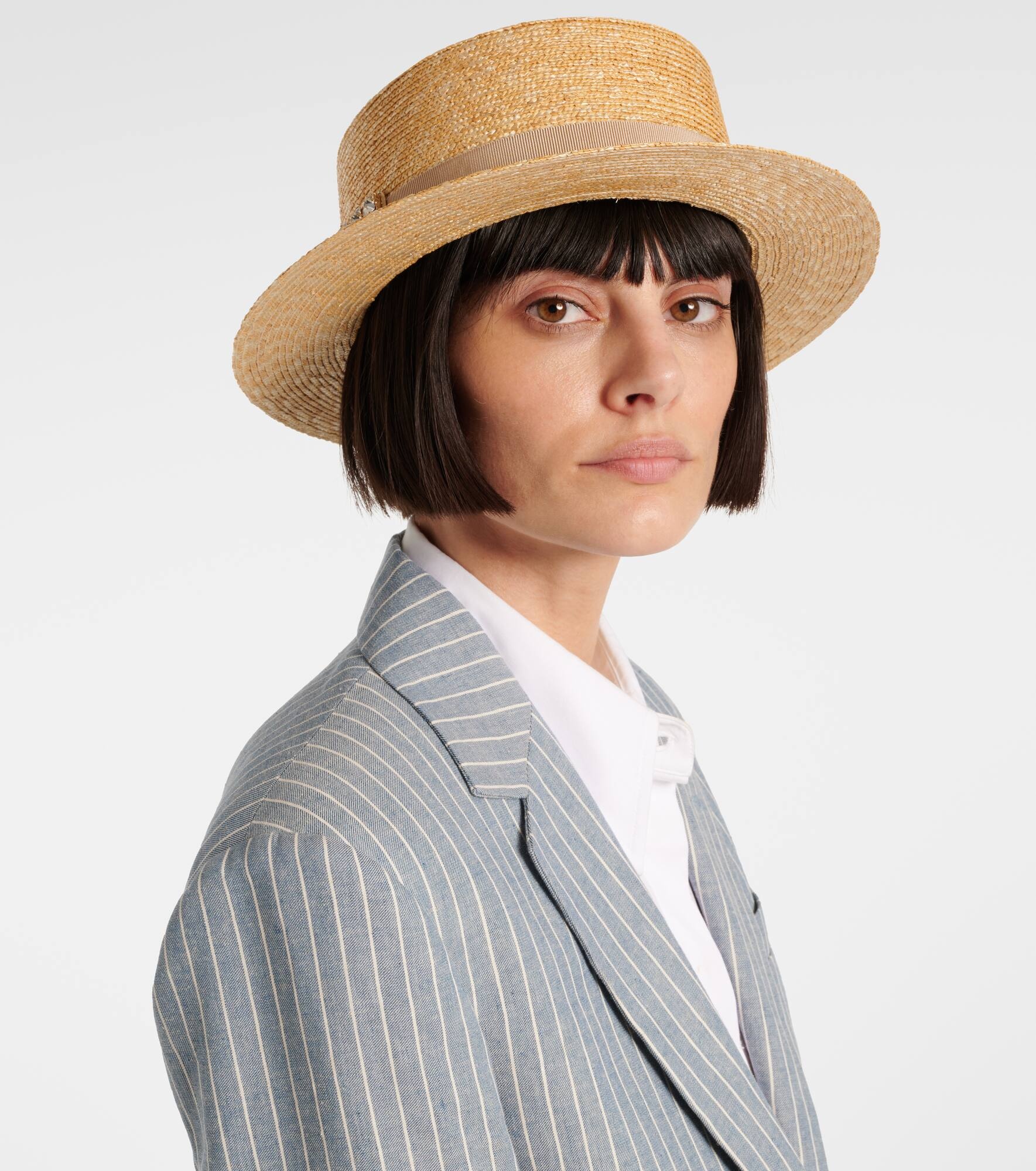 Très Vivier embellished raffia boater hat - 2