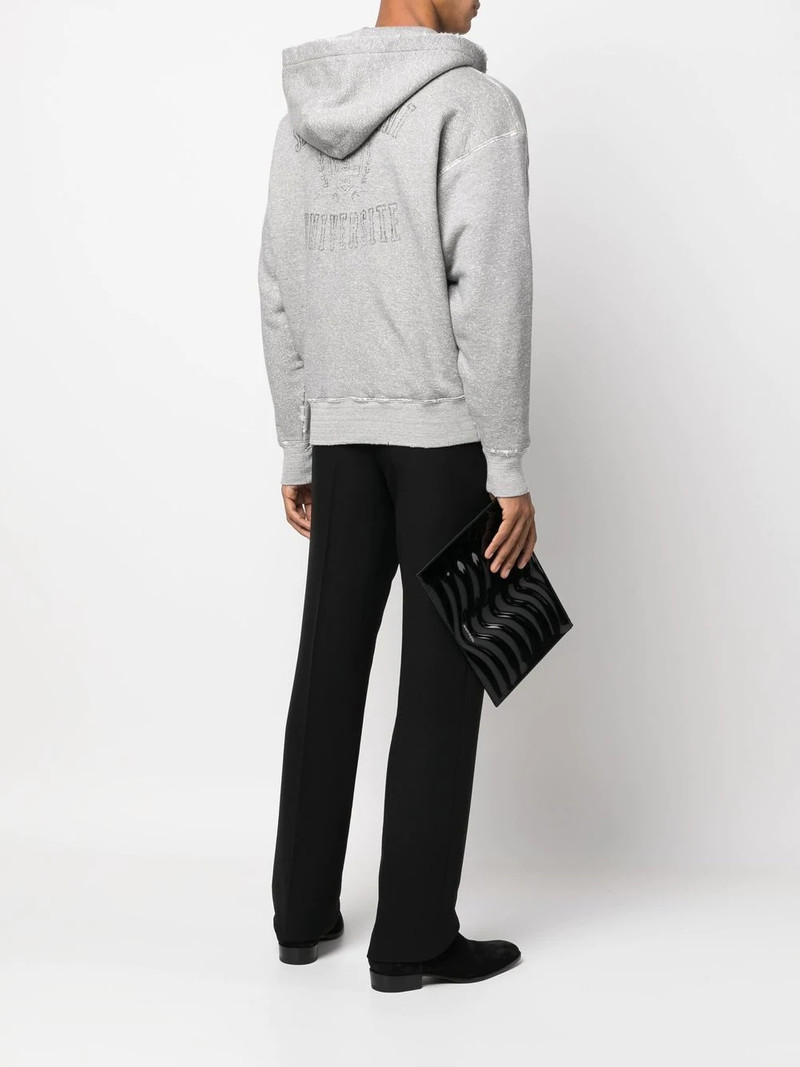 SAINT LAURENT grunge cotton-jersey hoodie outlook