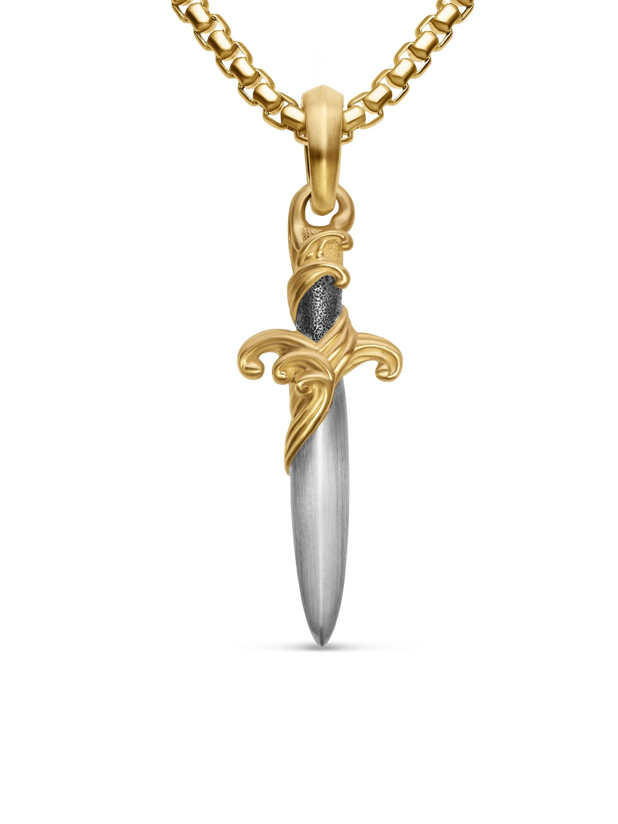 Men's Waves Dagger Amulet in Sterling Silver - Silver - 1