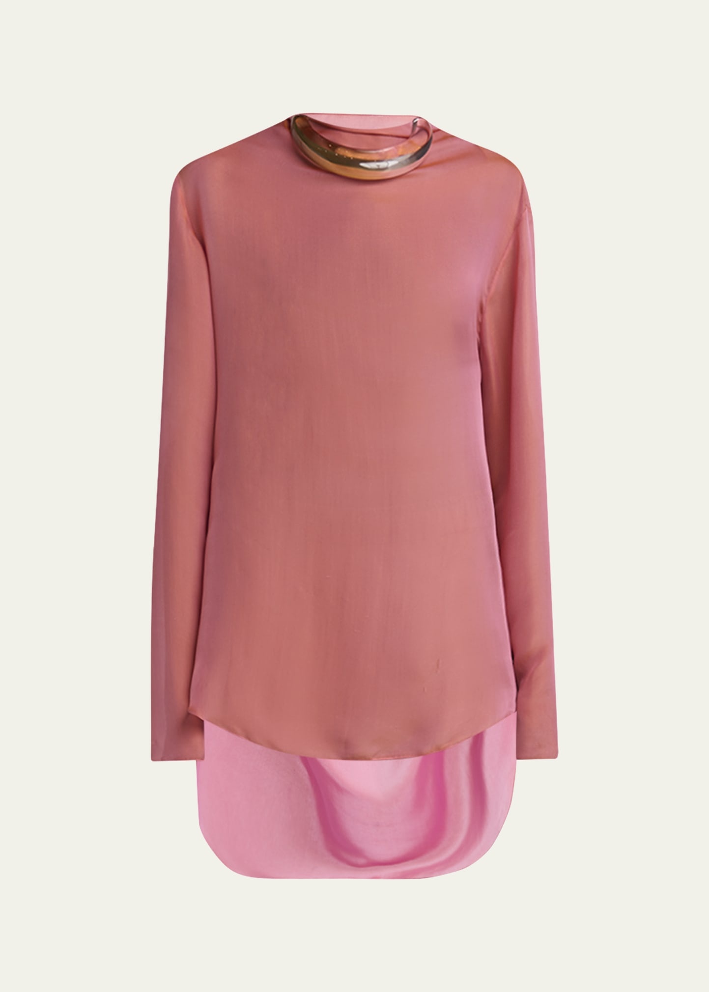 Iridescent Chiffon Cowl Backless Tunic - 1