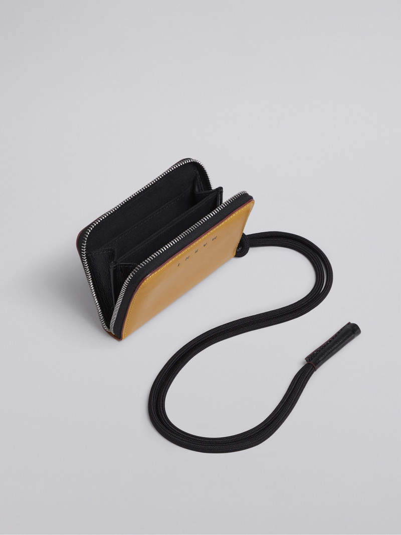 BI-COLOURED YELLOW AND BLACK CALFSKIN MUSEO WALLET WITH SHOULDER STRAP 2