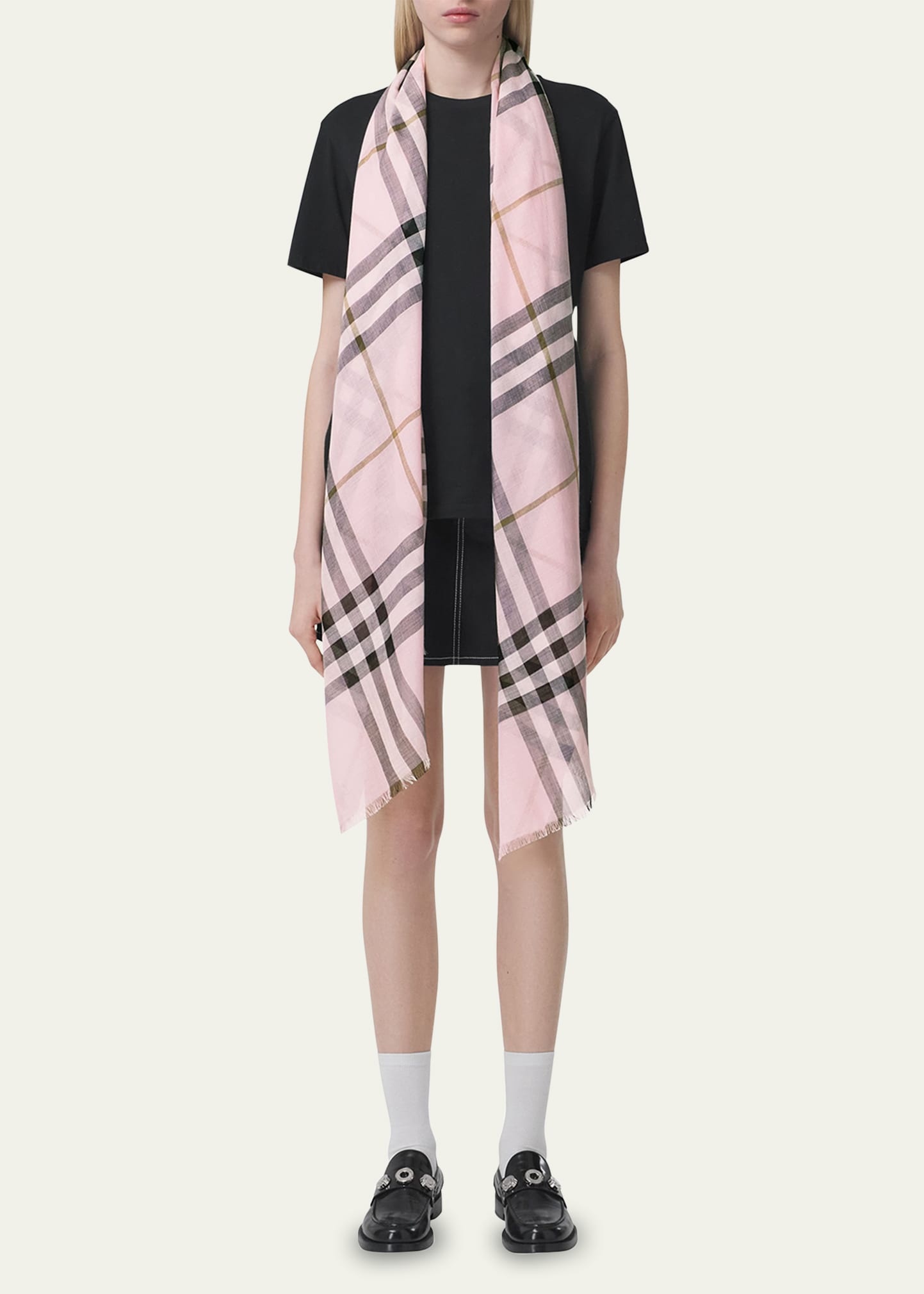 Giant Check Gauze Scarf - 2