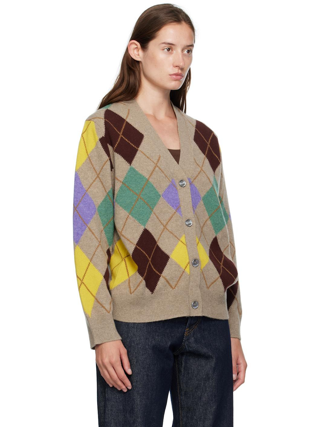 Taupe Ava Argyle Cardigan - 2