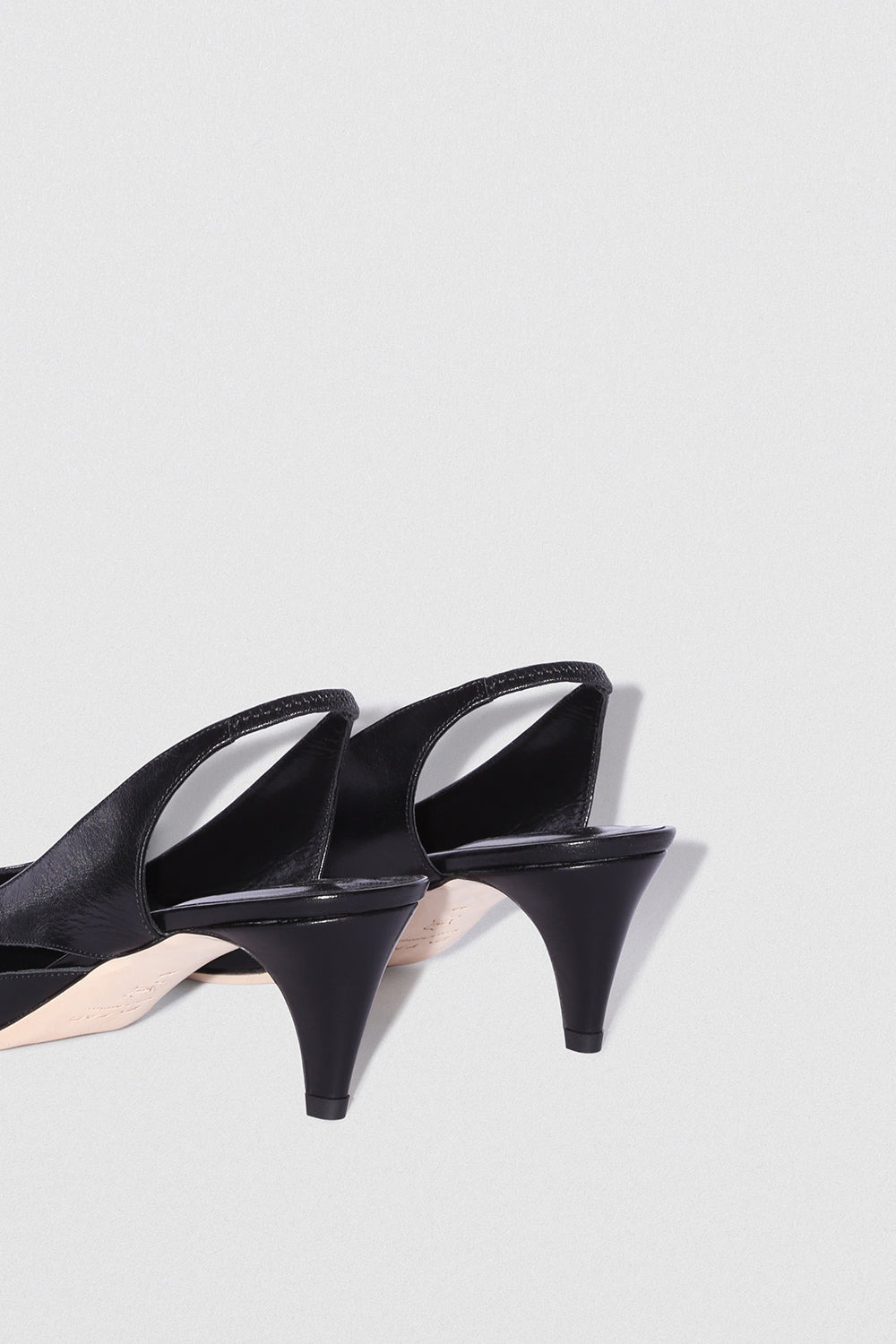 Runa Black Creased Calf Leather Slingback Pump - 4