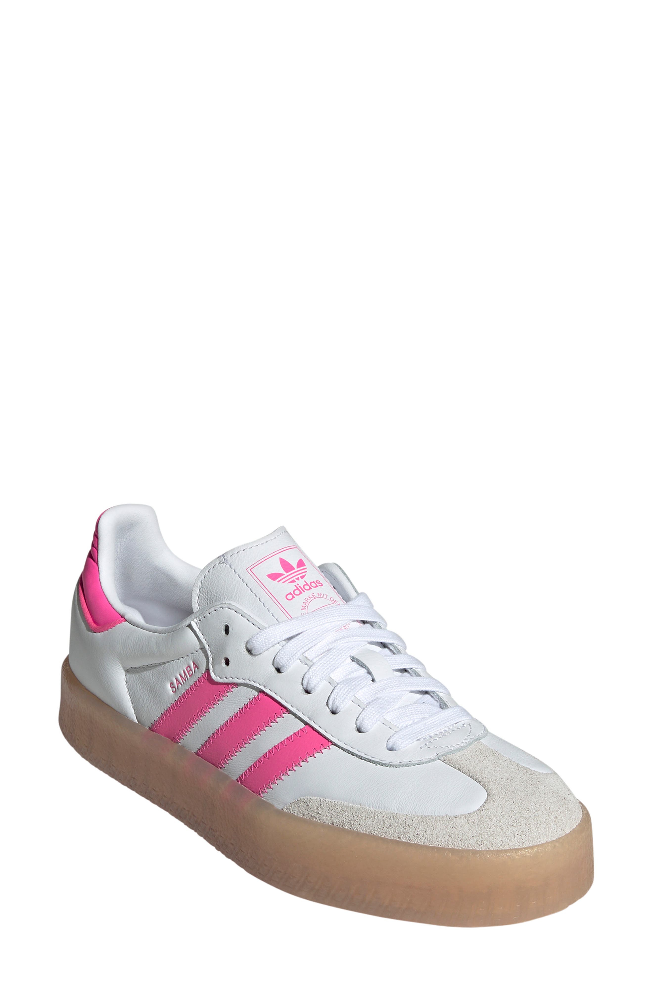 adidas Sambae Sneaker in White/Off White/Lucid Pink at Nordstrom - 1