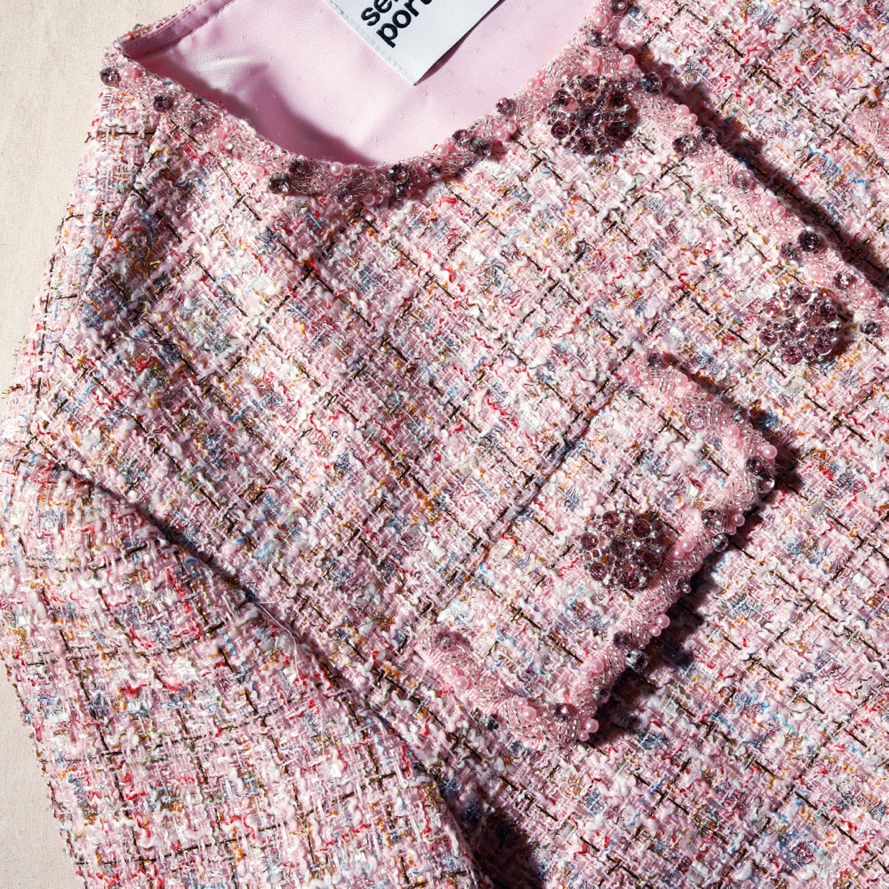 Pink Boucle Crop Jacket - 4