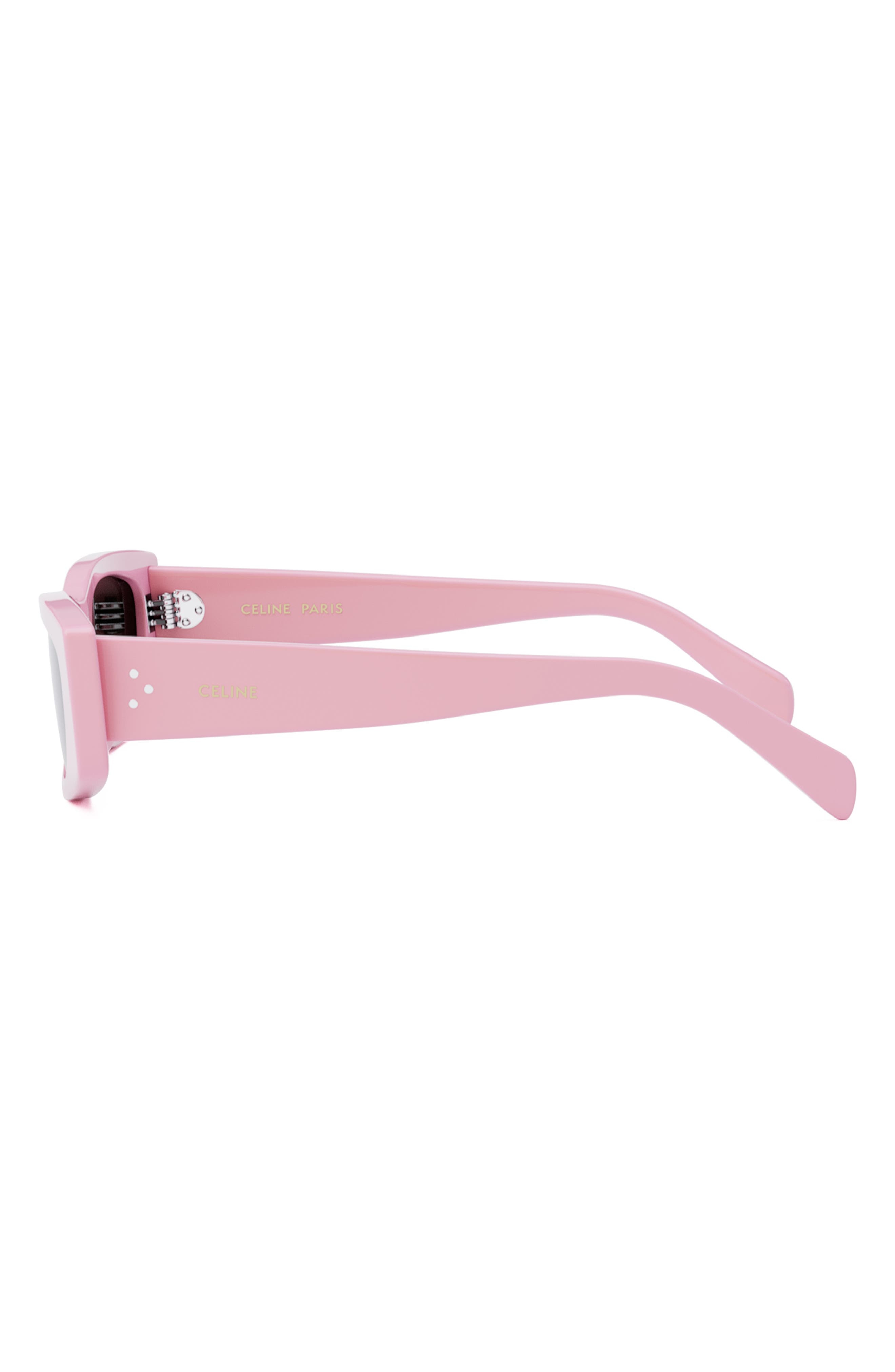 CELINE Bold 3 Dots 55mm Rectangular Sunglasses in Shiny Pink /Smoke at Nordstrom - 7