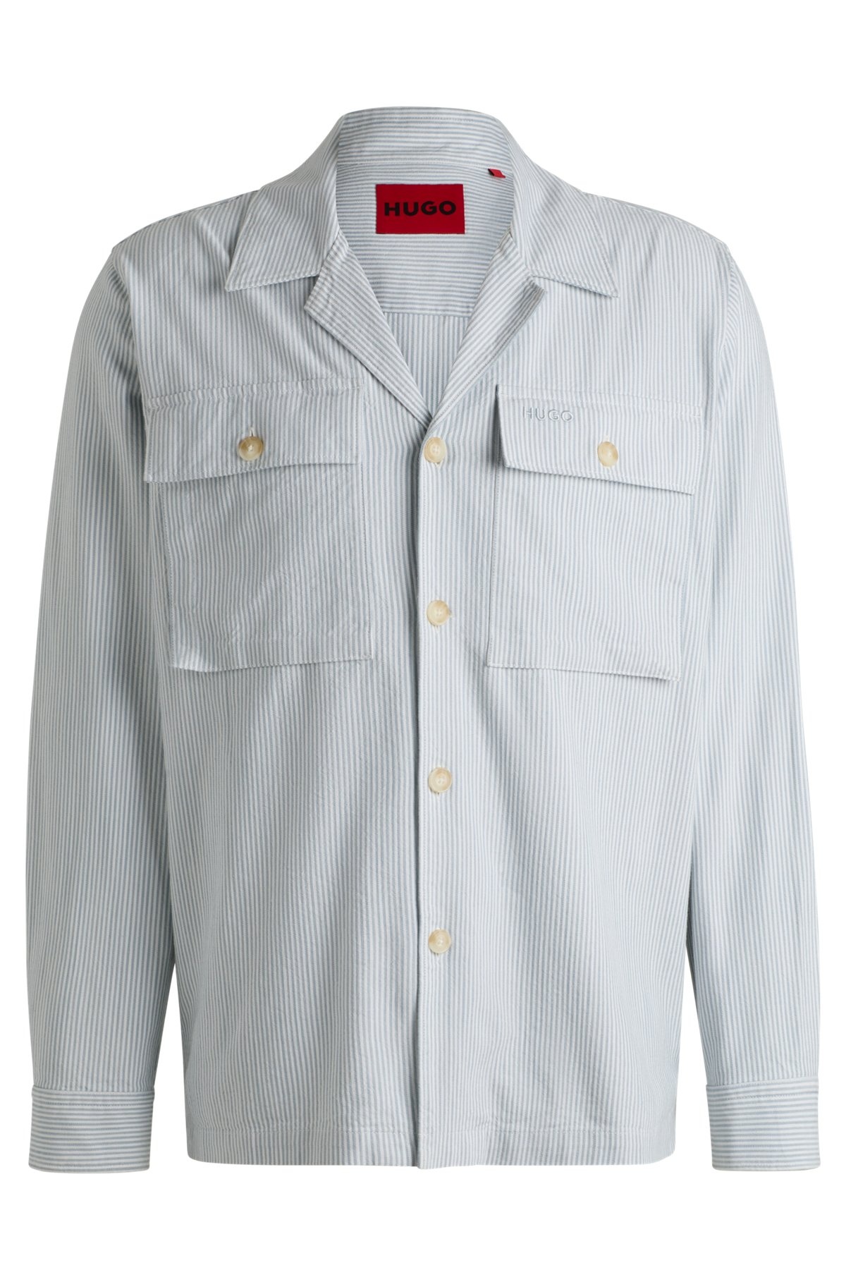 OVERSIZE-FIT OVERSHIRT IN A STRIPED OXFORD COTTON BLEND - 1