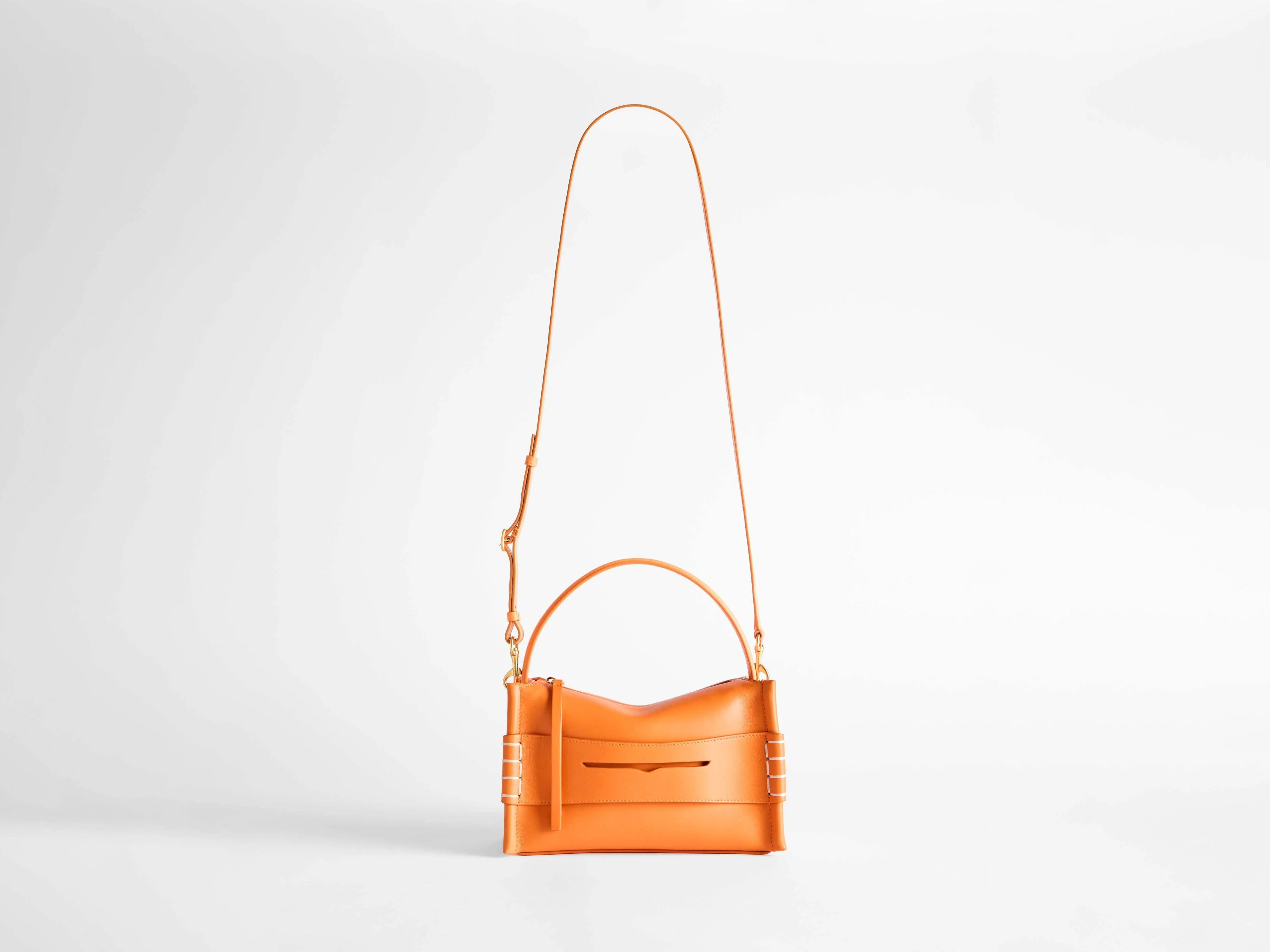 SMALL LOAFER BAG IN BRIGHT ORANGE LEATHER - 1