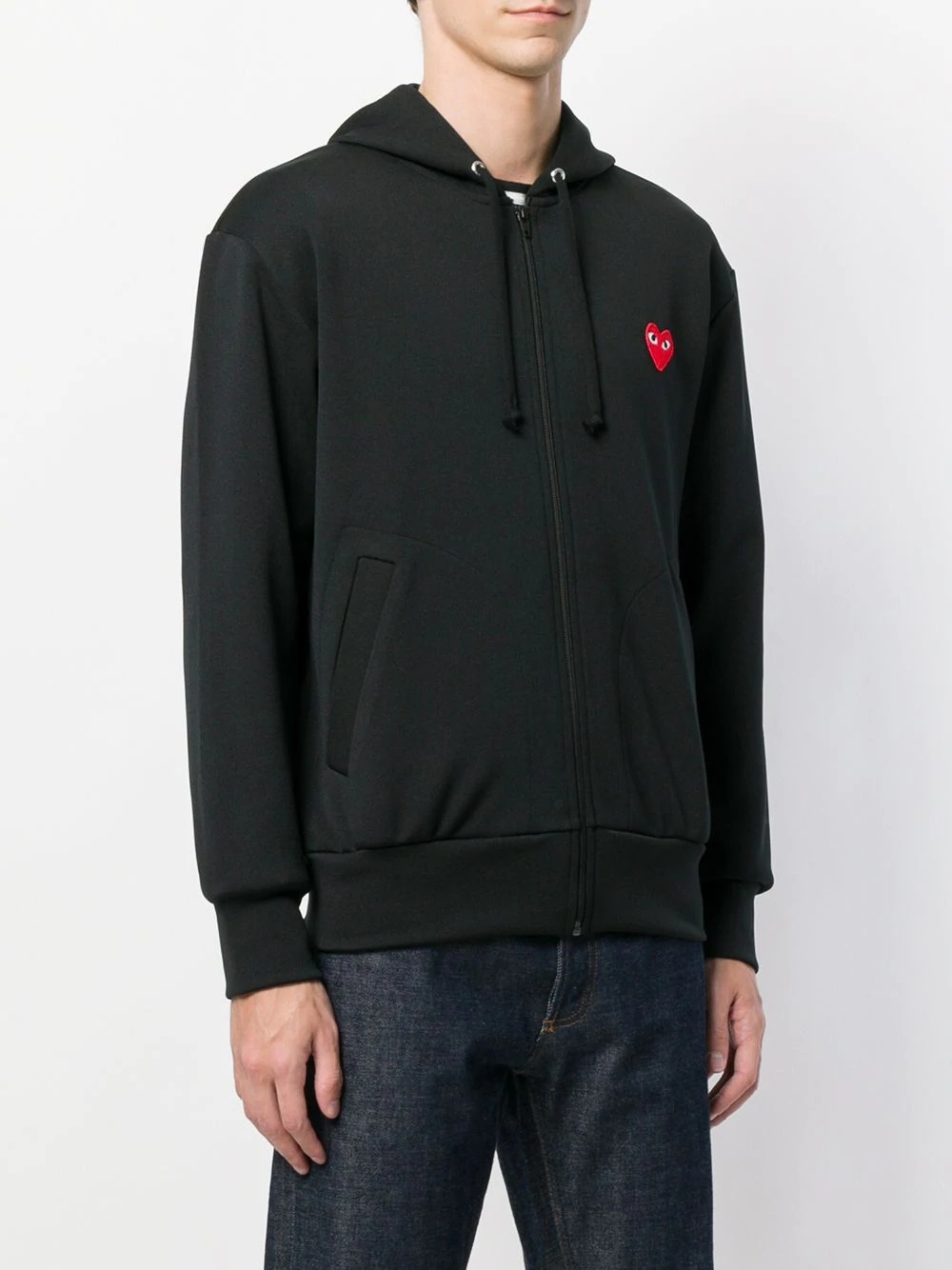 heart-patch zip-up hoodie - 3