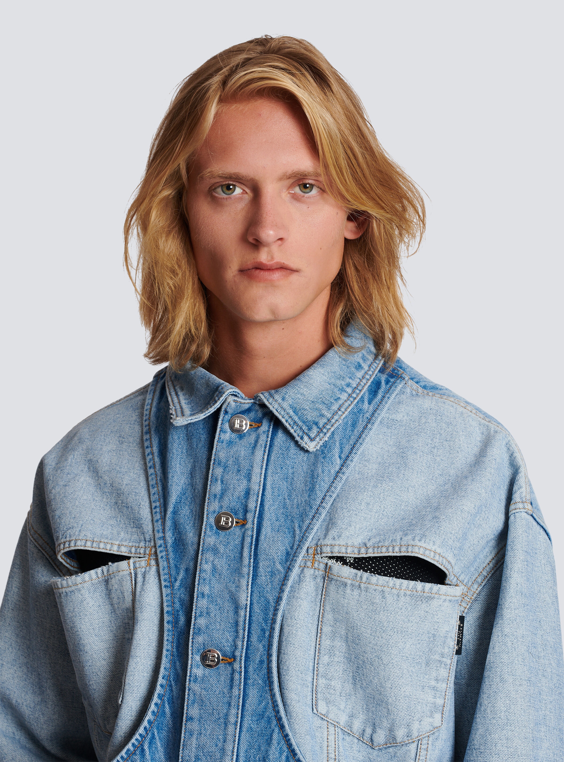 Reverse cut denim jacket - 7