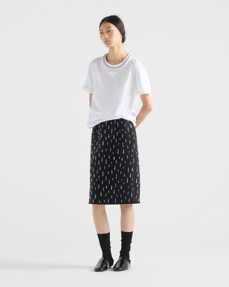 Prada Embroidered scuba midi-skirt outlook