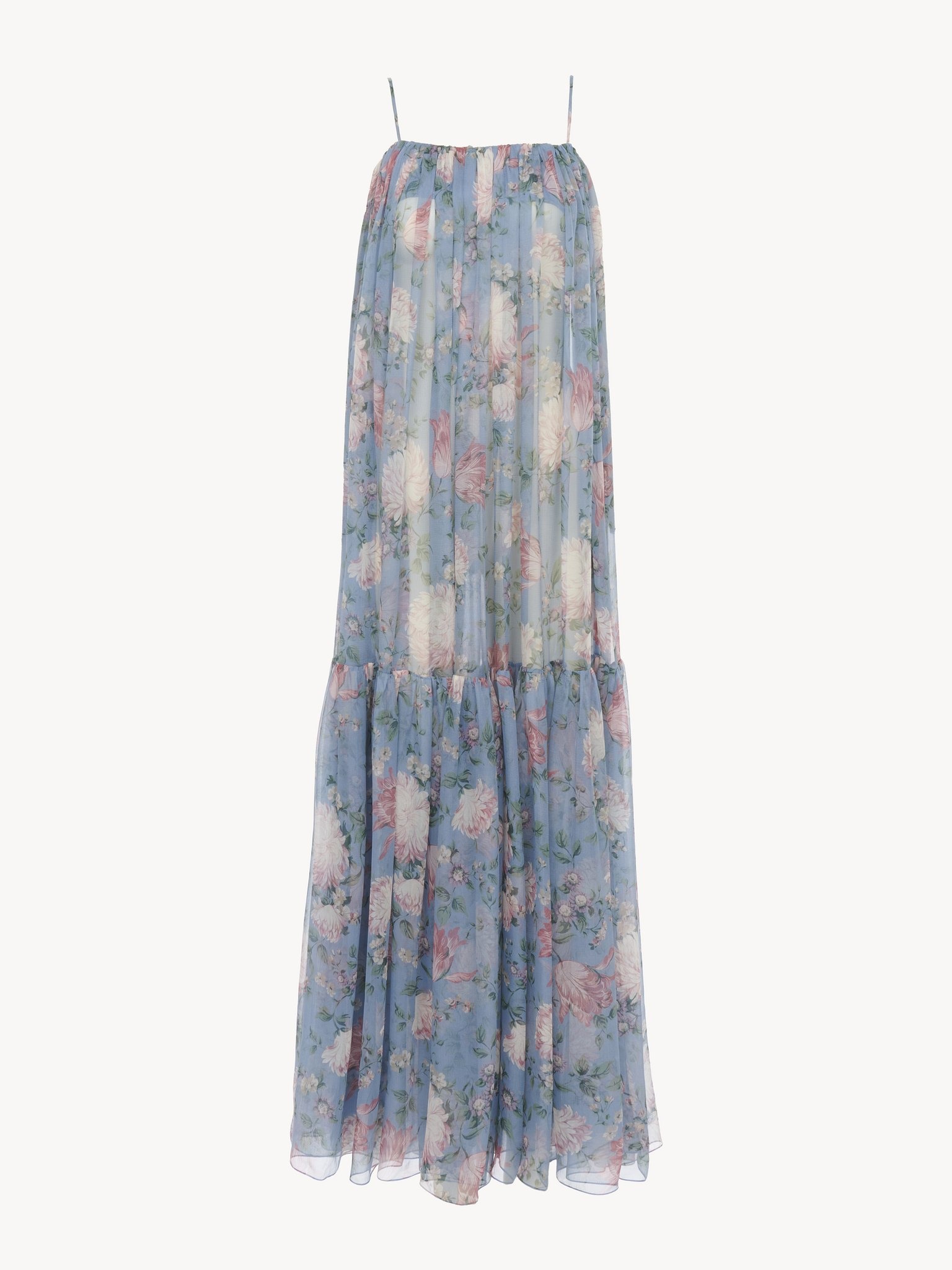 SLEEVELESS LONG DRESS IN SILK MOUSSELINE - 2
