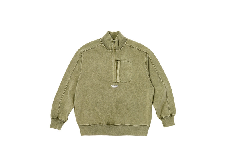 WASHED TERRY 1/2 ZIP FUNNEL THE DEEP GREEN - 1