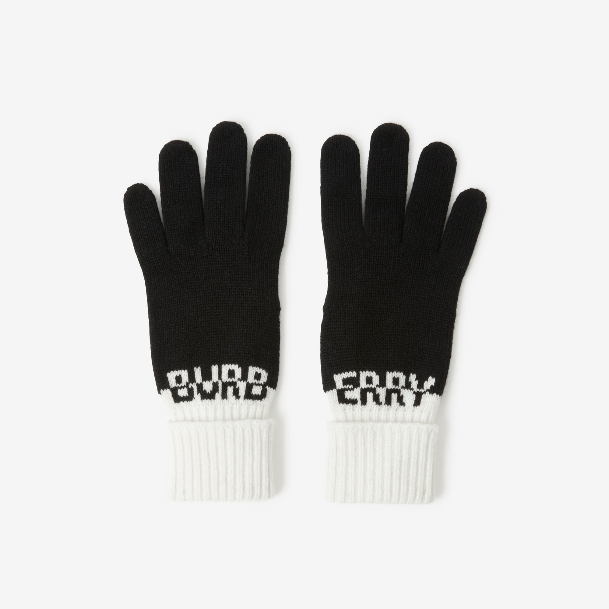 Logo Intarsia Two-tone Cashmere Gloves - 2
