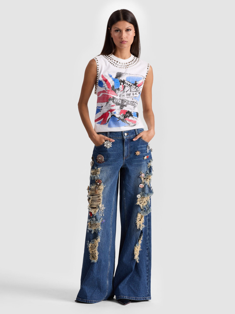 Alice + Olivia HARPER EMBELLISHED BAGGY JEAN outlook