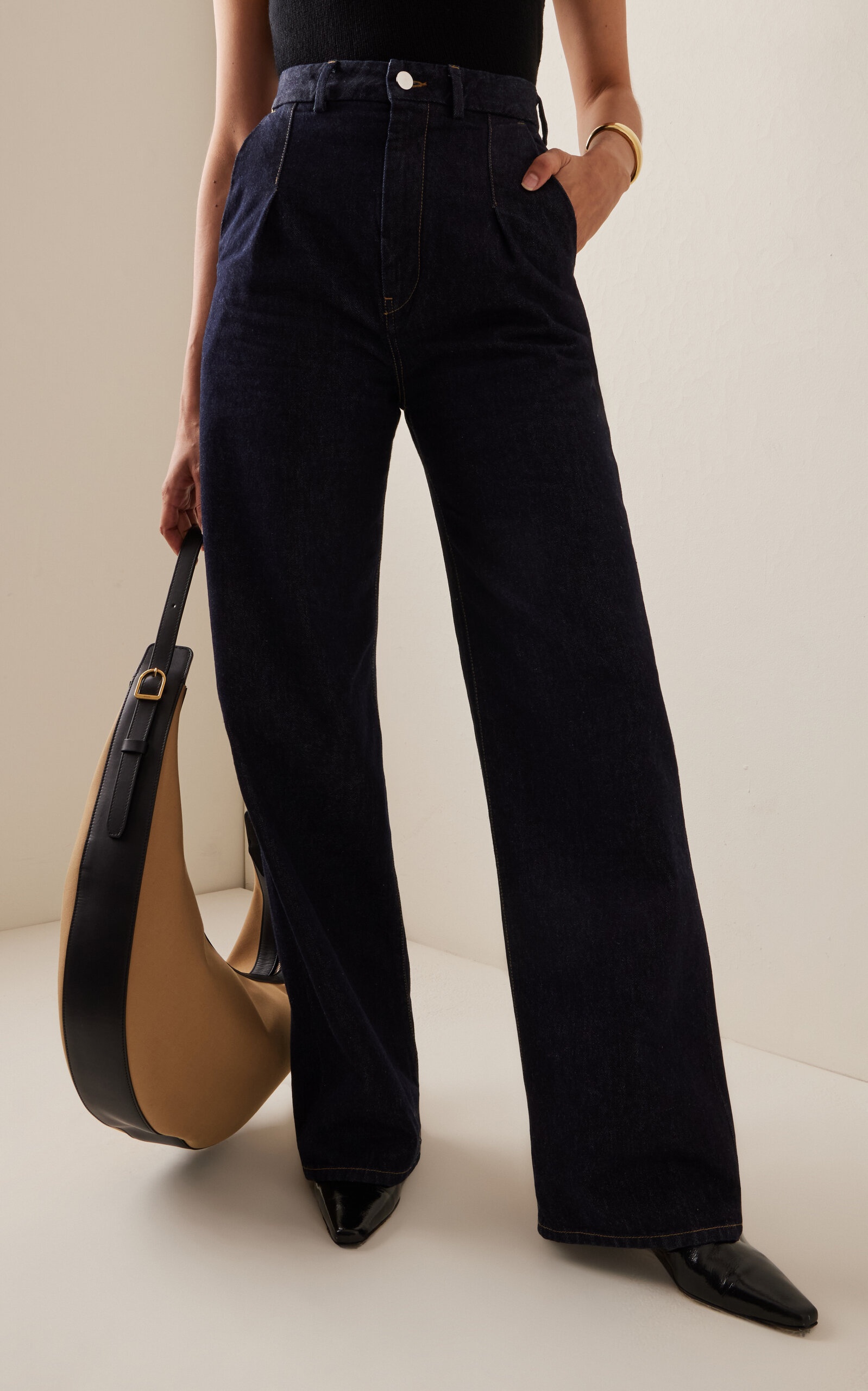 Attu Rigid High-Rise Organic Cotton Wide-Leg Jeans dark wash - 3