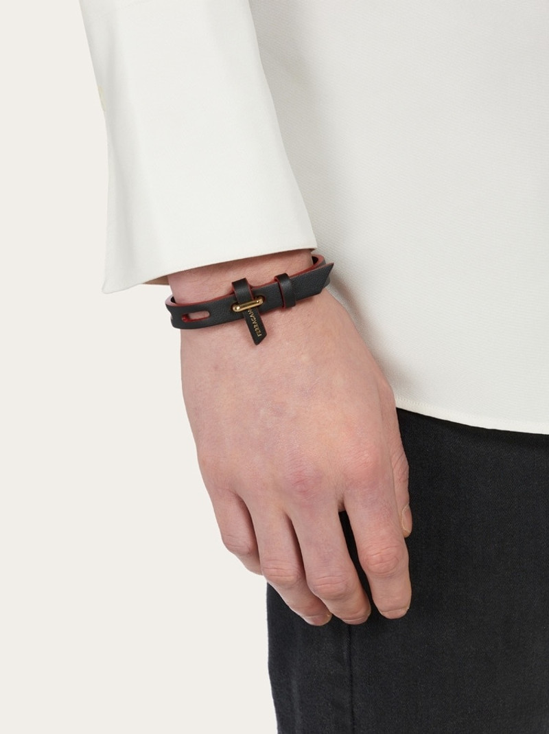 FERRAGAMO LEATHER BRACELET WITH EYELETS outlook