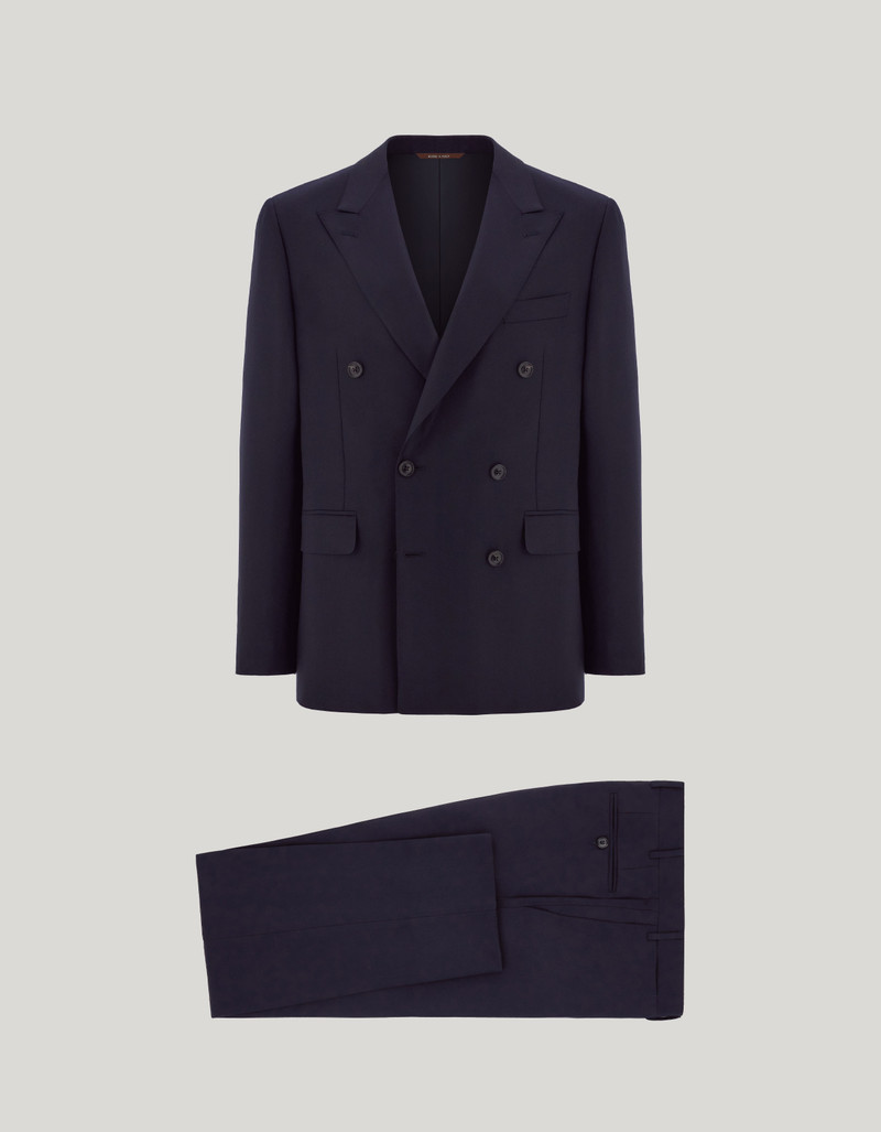 NAVY BLUE 150'S WOOL DOUBLE-BREASTED MODERN-FIT SUIT 1