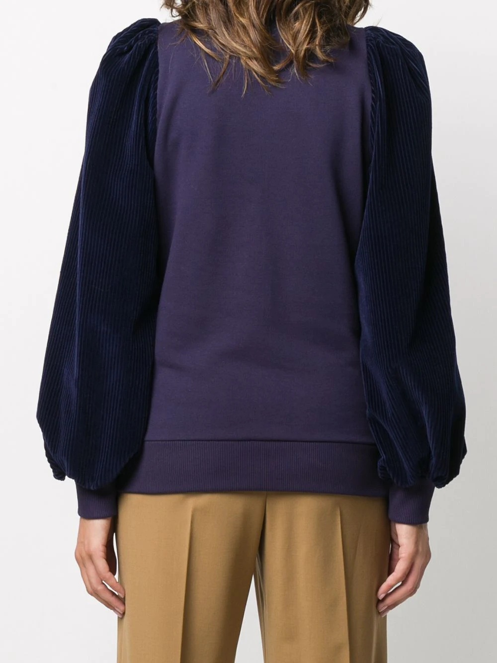 velvet puff sleeve sweatshirt - 4