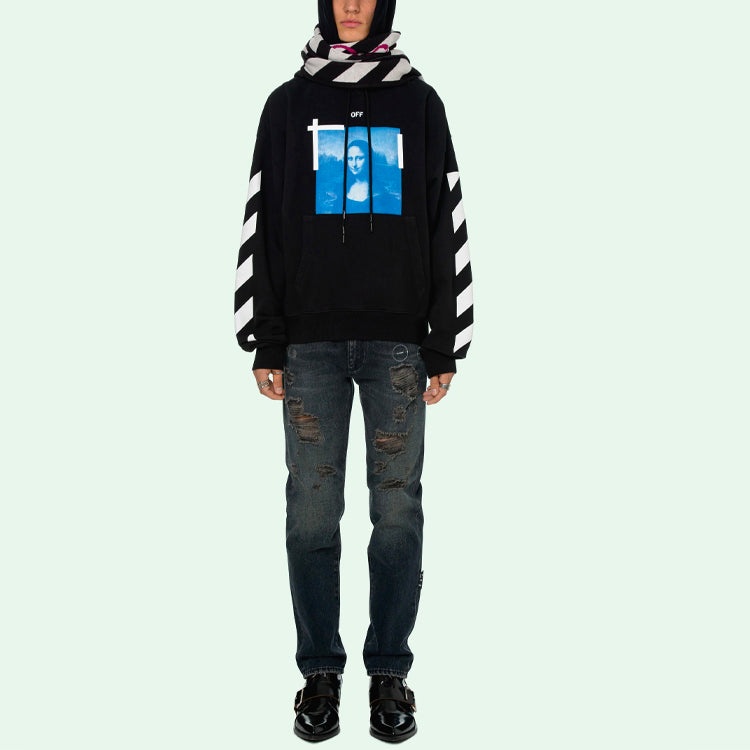 Off-White Blue Monalisa Over Hood 'Black' OMBB037R21FLE0011001 - 7