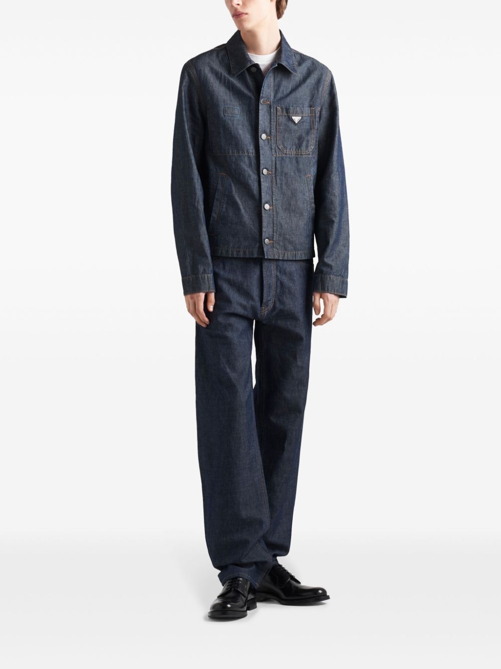 triangle-logo shirt jacket - 2
