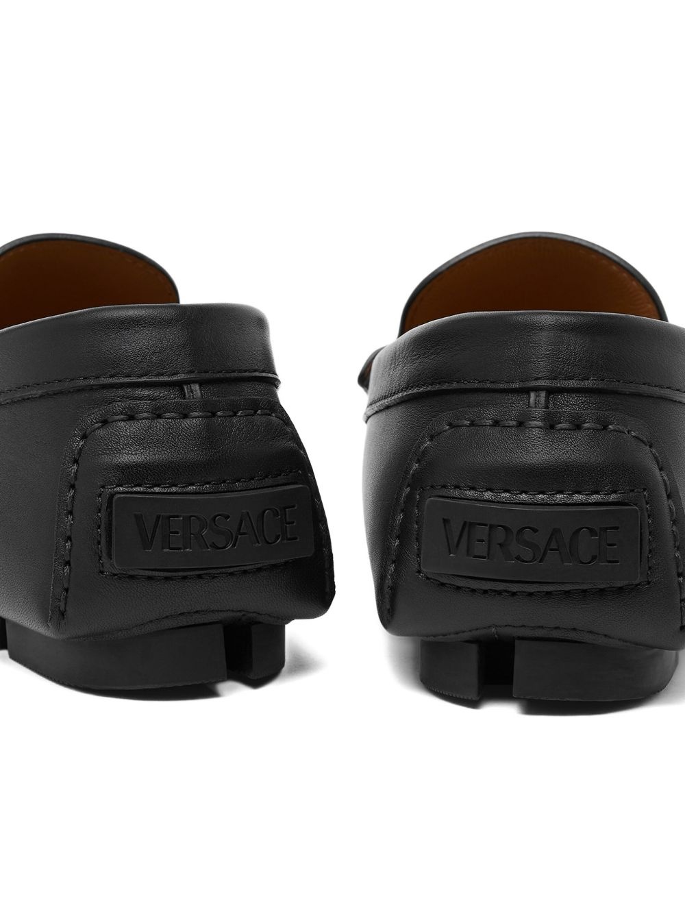 Medusa-plaque leather loafers - 5