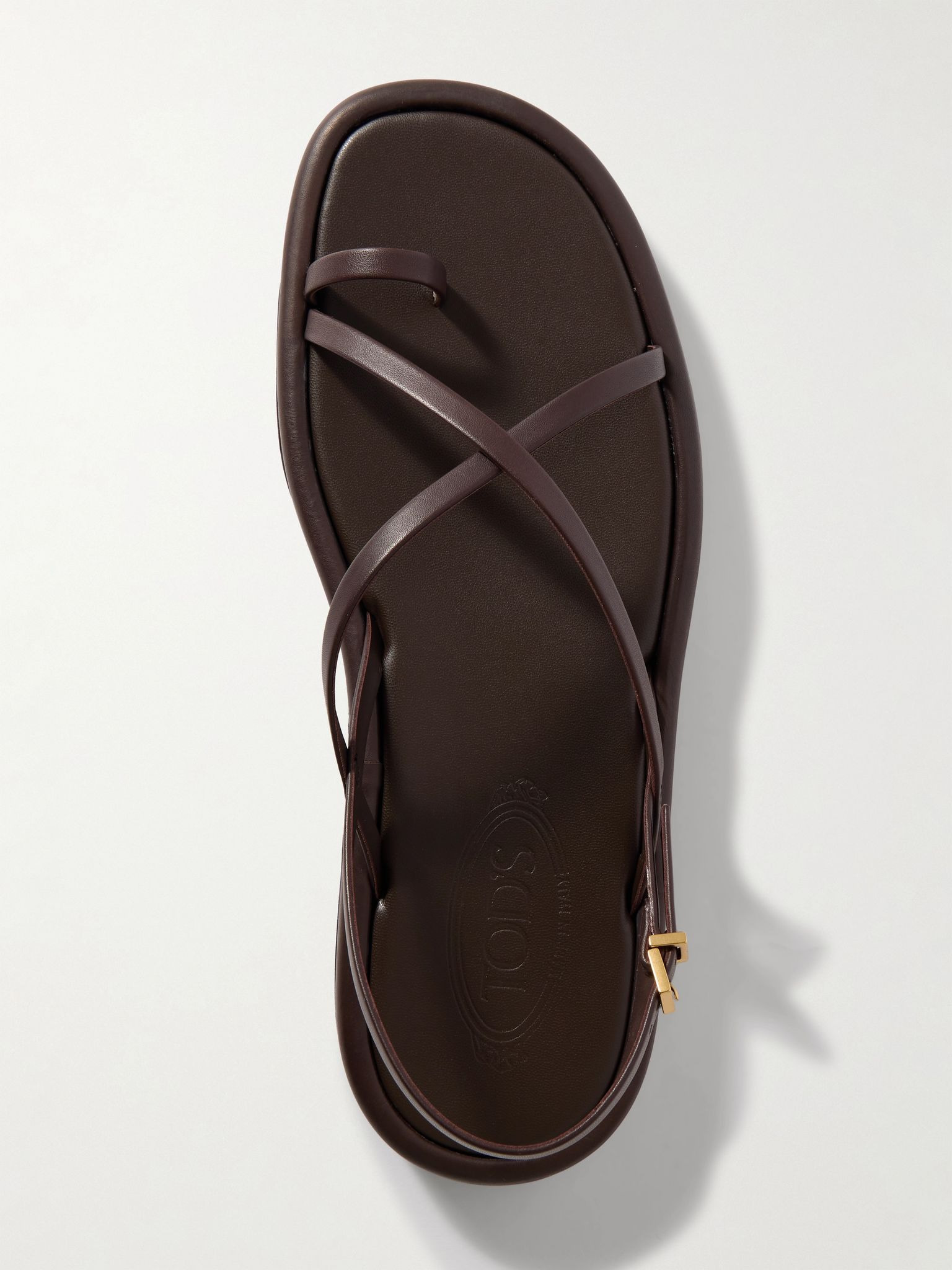 Embellished leather sandals Dark brown - 5