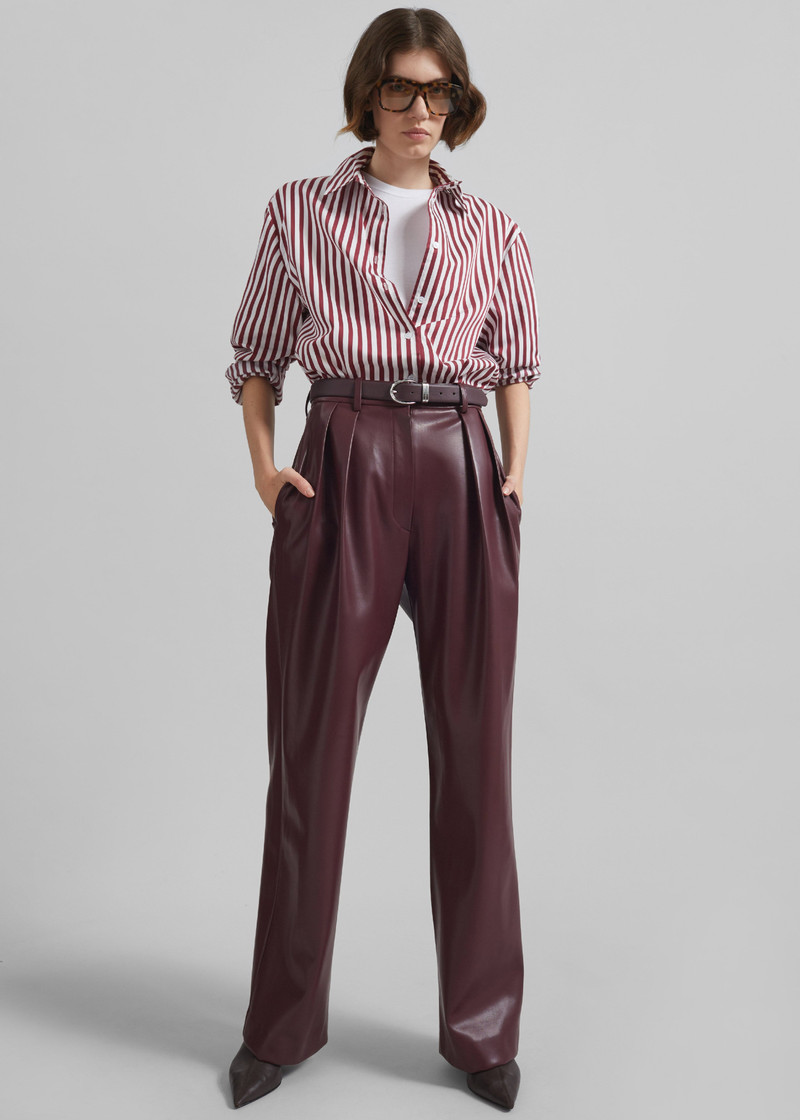 Helsinki Faux Leather Pants - Burgundy 9