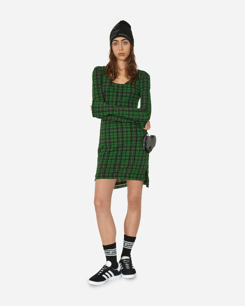 PRISCAVera Tartan Long Sleeve Mini Dress Green outlook