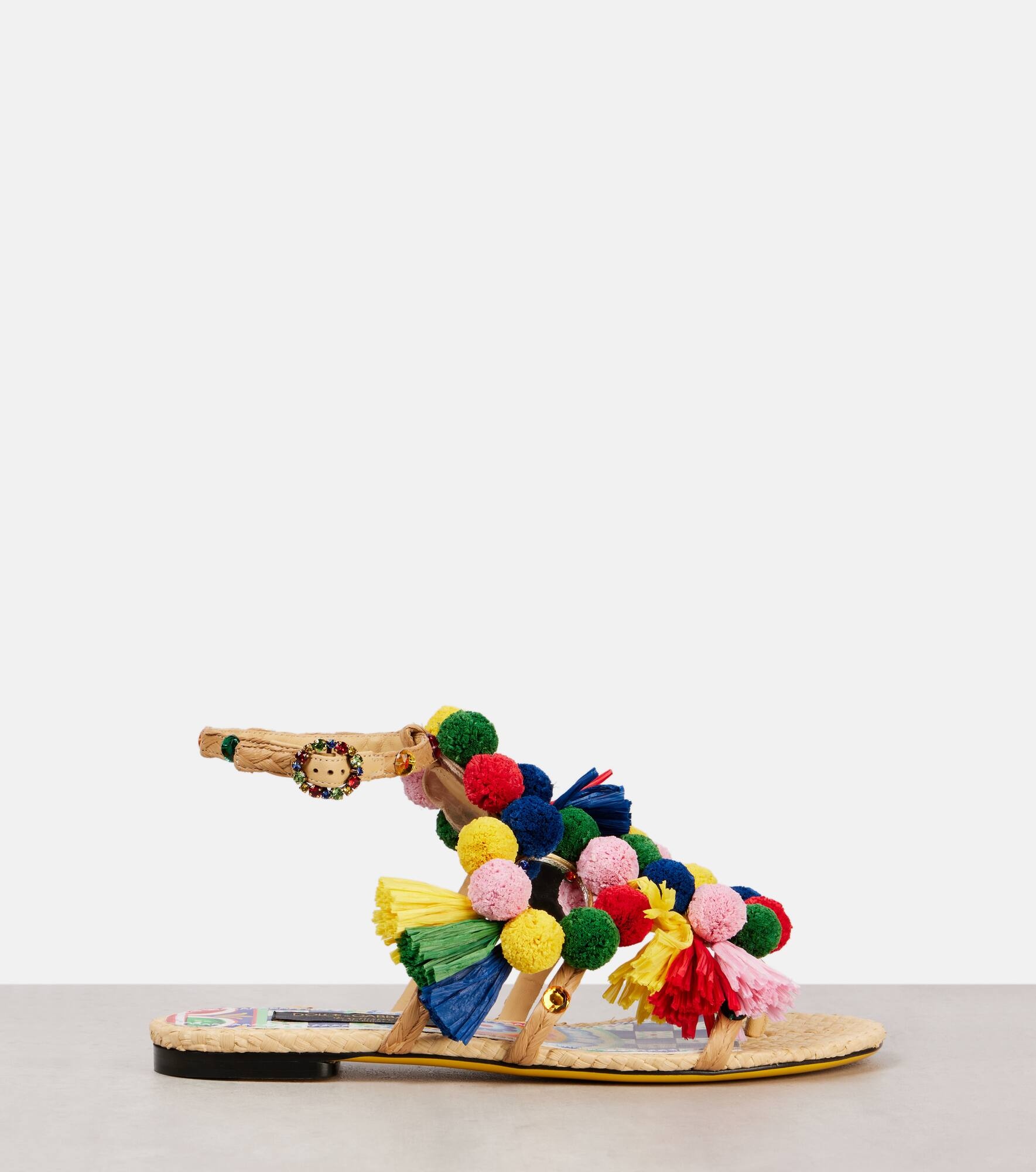 Embellished raffia sandals - 4