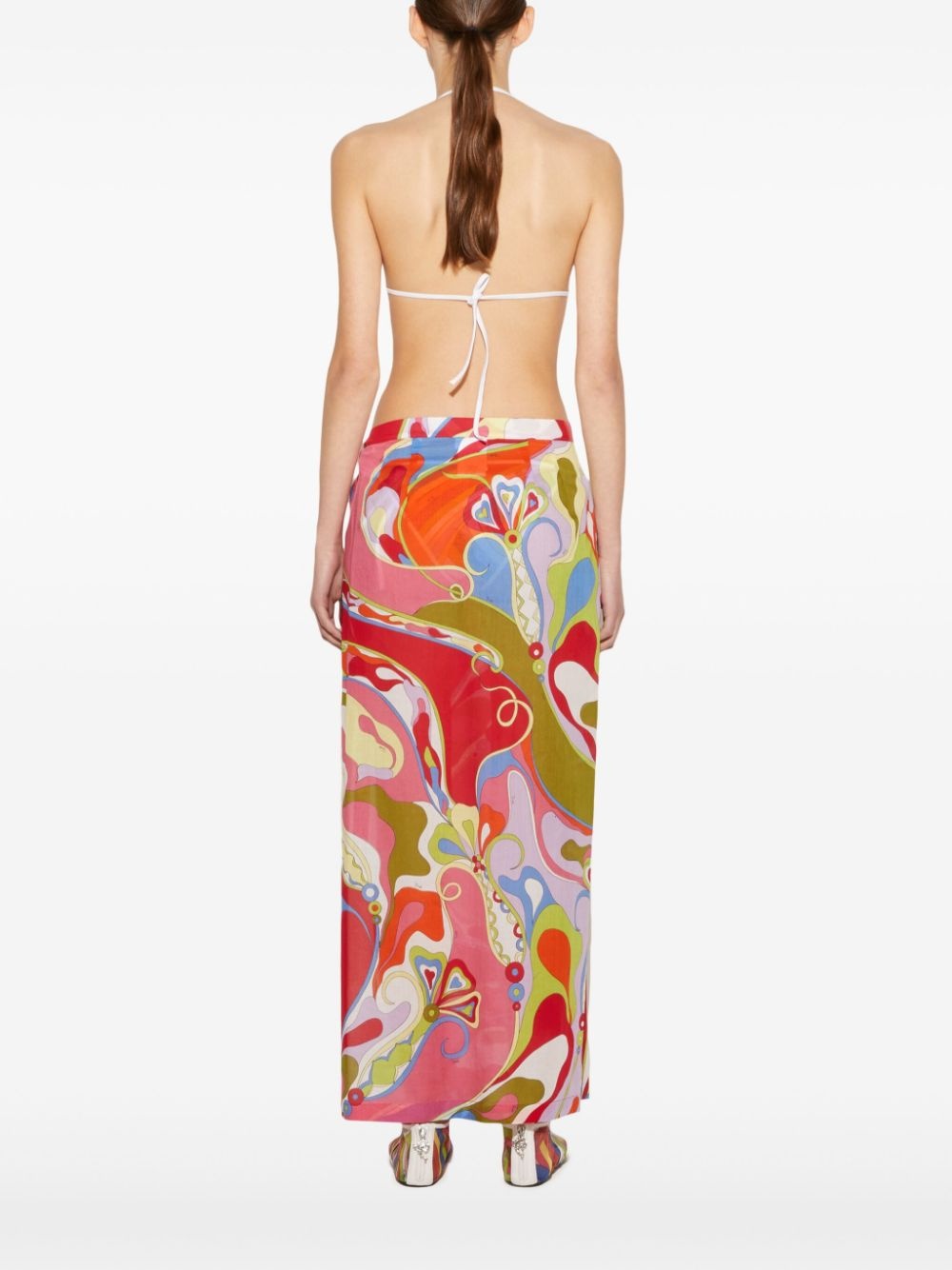 orchidee-print wrap skirt - 4
