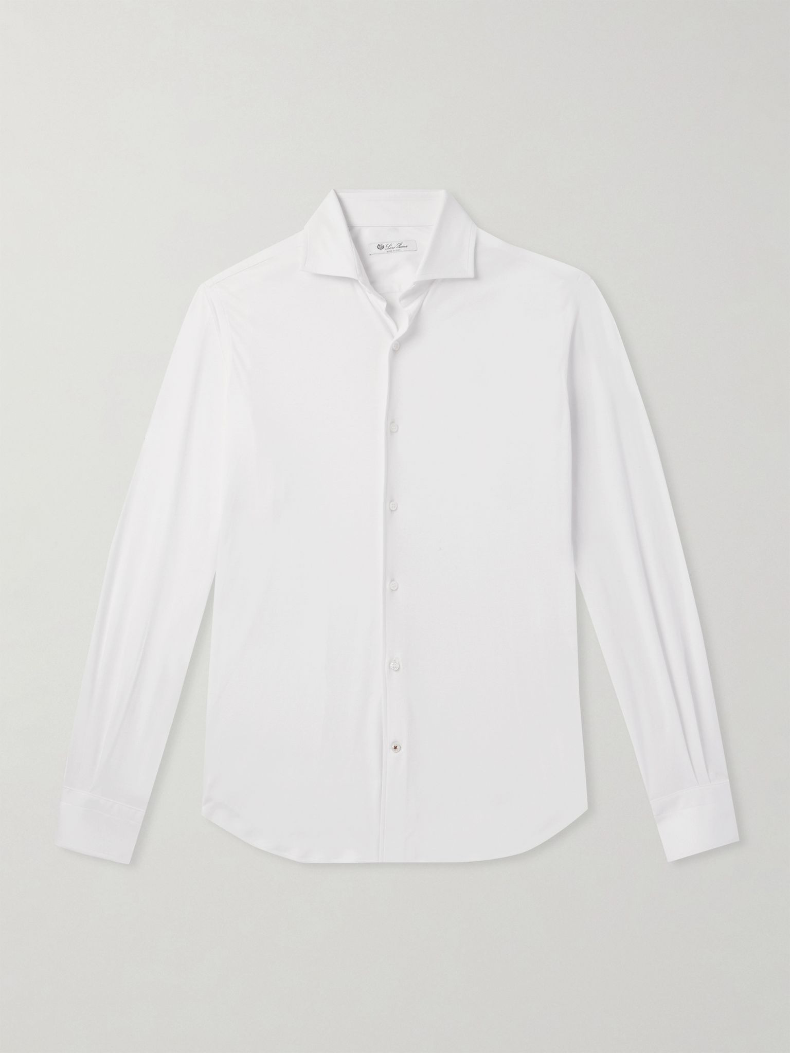 Andrew Cutaway-Collar Cotton-Jersey Shirt White - 1