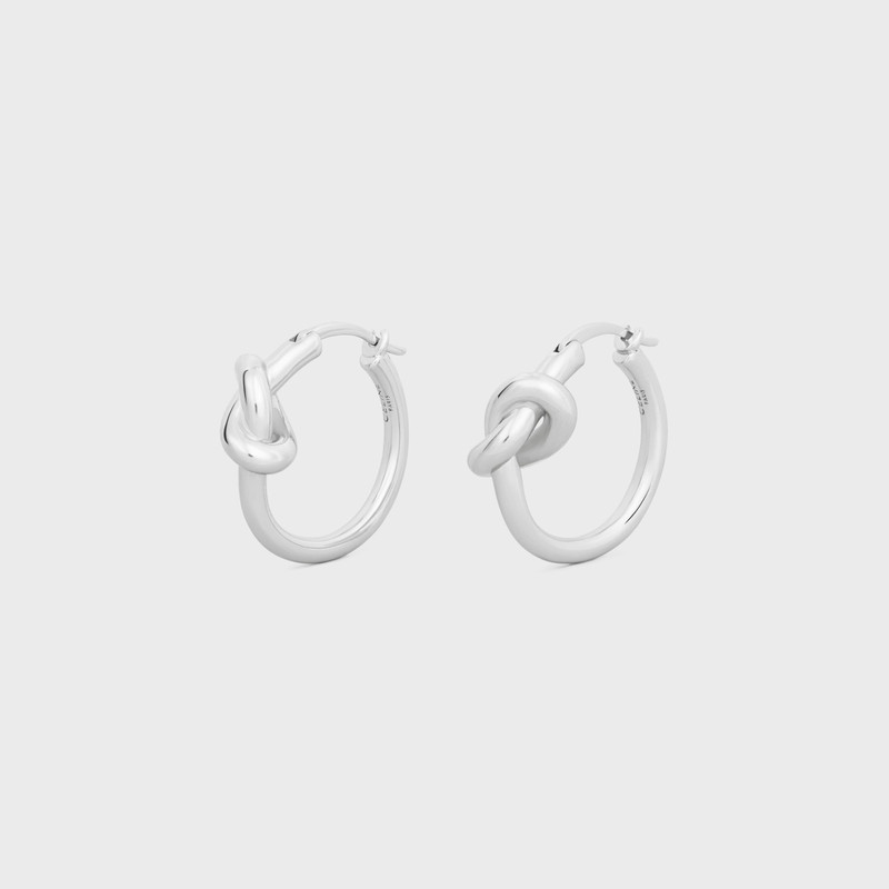 CELINE Knot Small Hoops in Brass with Rhodium finish outlook