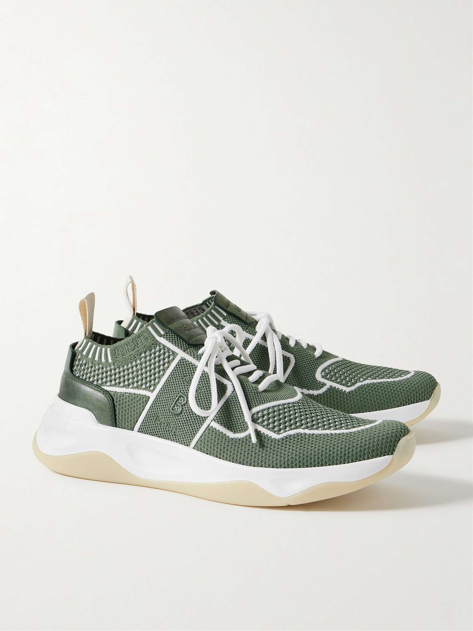 Shadow Venezia Leather-Trimmed Stretch-Knit Sneakers - 4