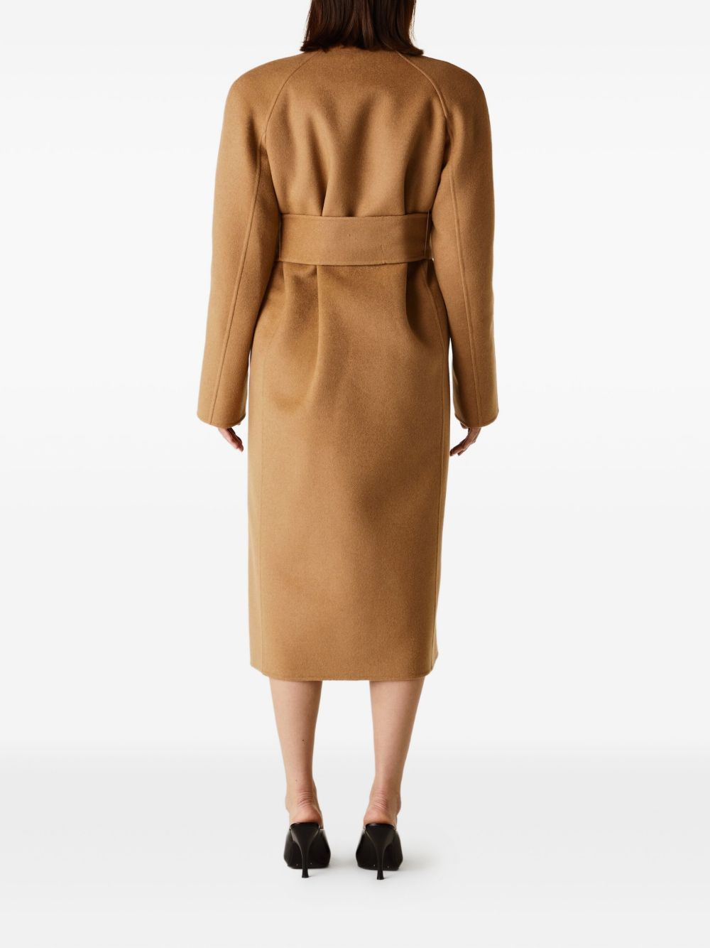 belted wrap single-breasted coat - 3