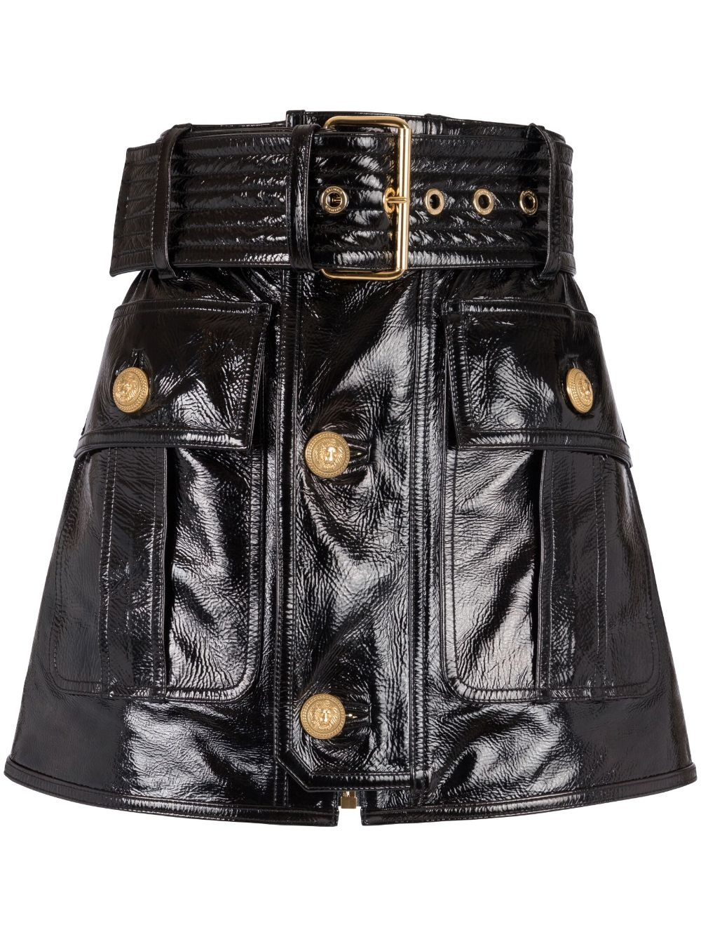 belted leather miniskirt - 1