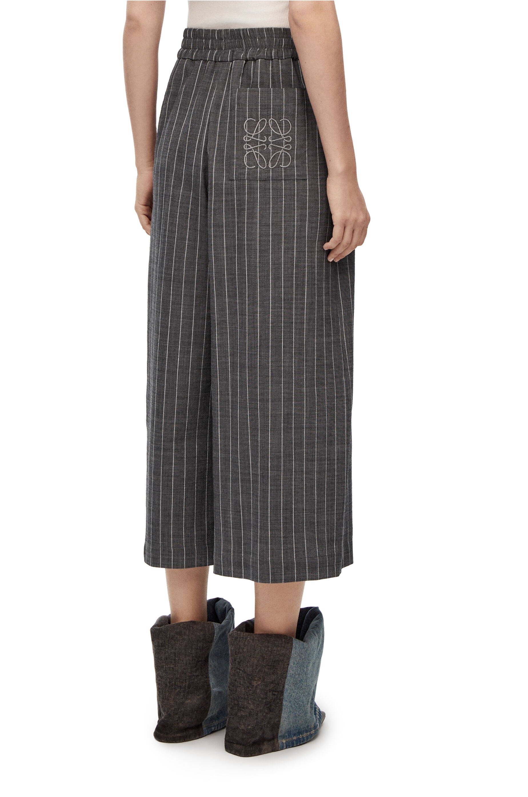 Stripe cropped trousers in wool blend - 4