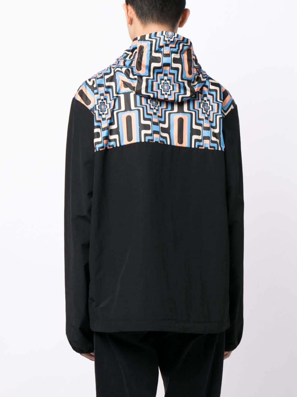 Cross-print panelled hooded windbreaker - 4