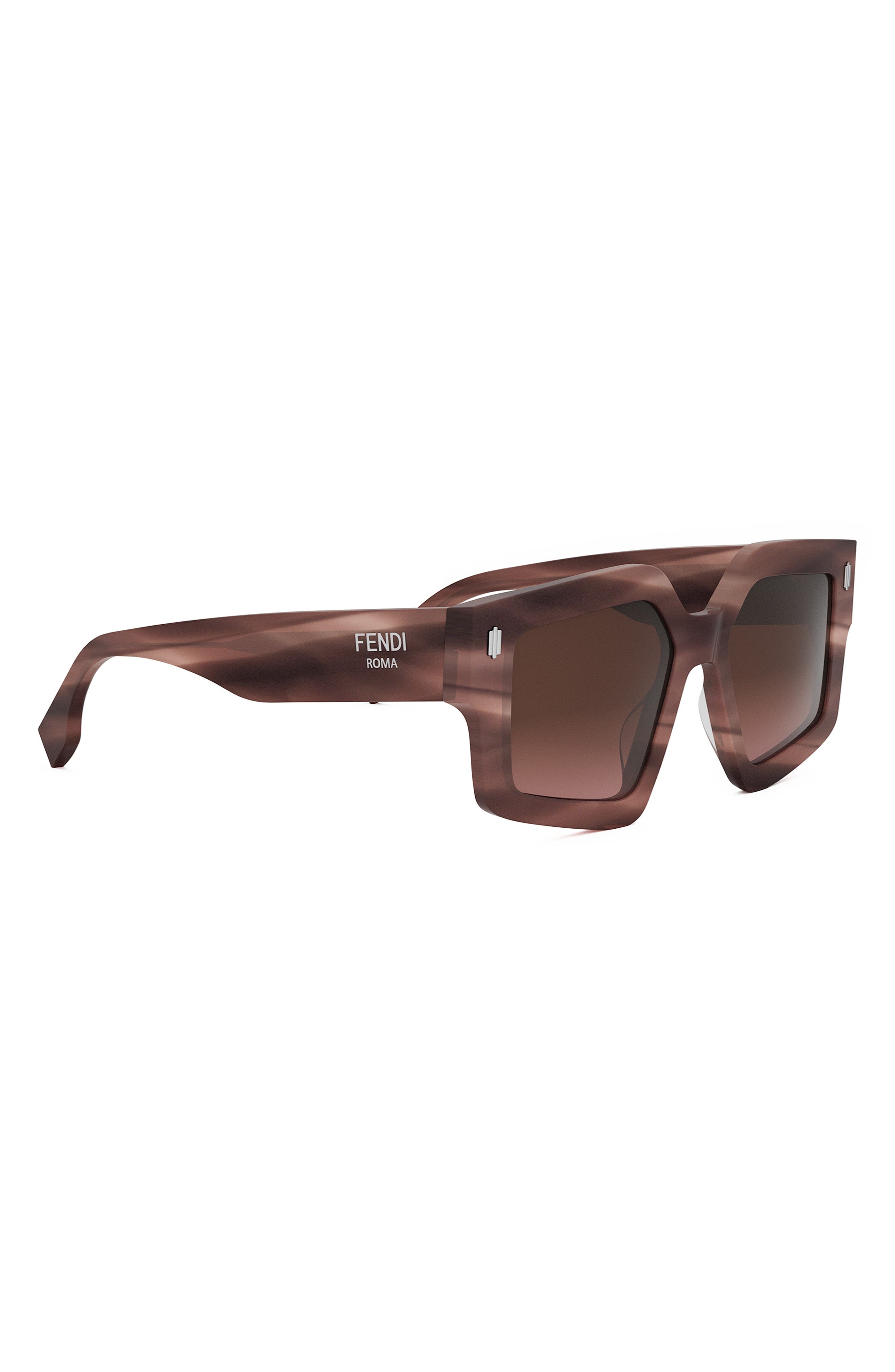 Fendi Roma 52mm Square Sunglasses in Pink /Other /Gradient Brown at Nordstrom - 5