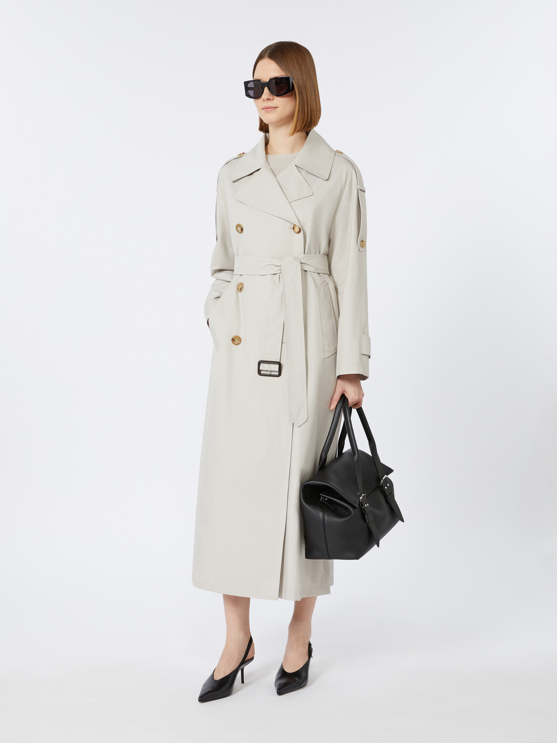 FELIPE Long double-breasted trench coat in water-repellent cotton twill - 2